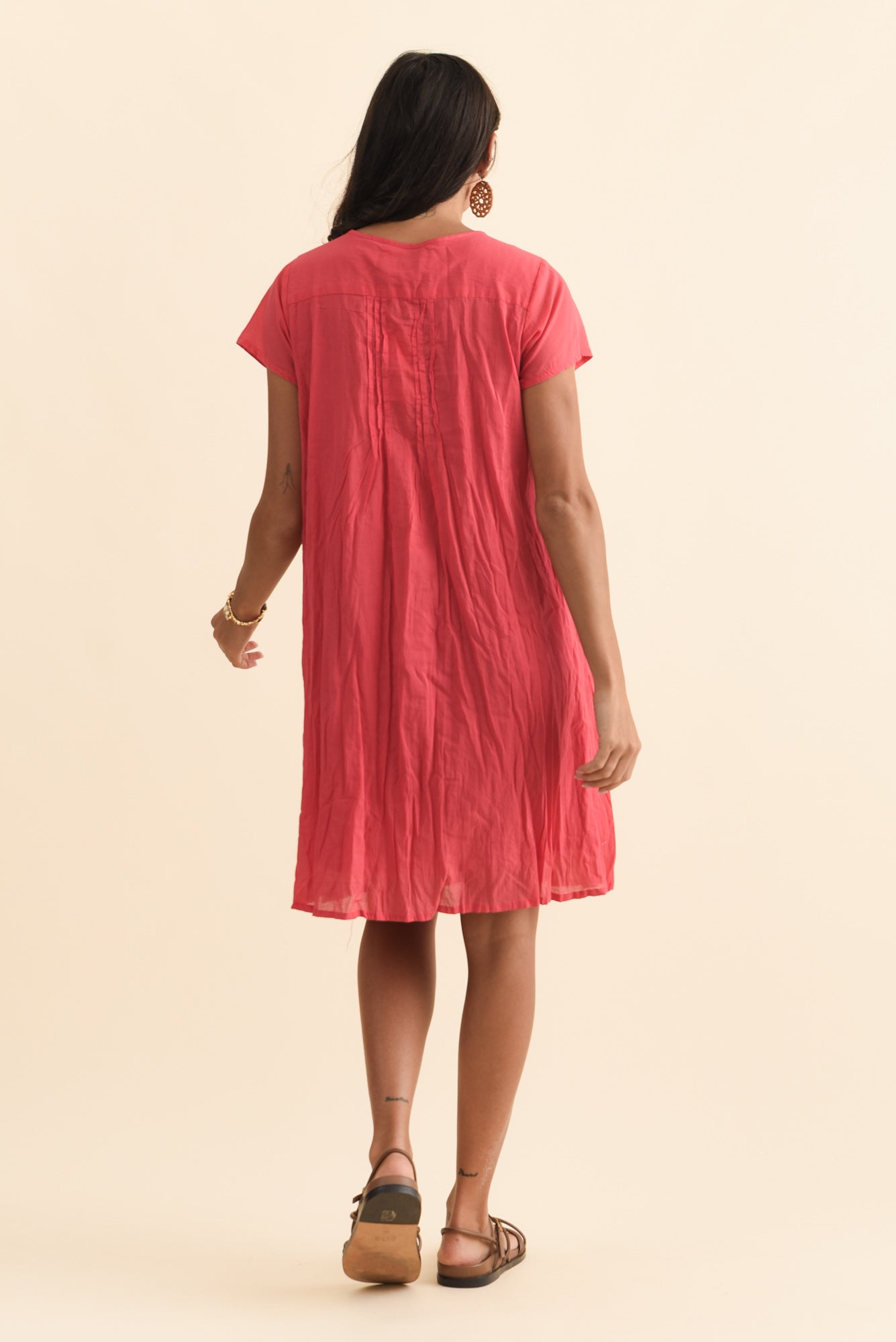 Sabina Cherry Crinkle Cotton Dress