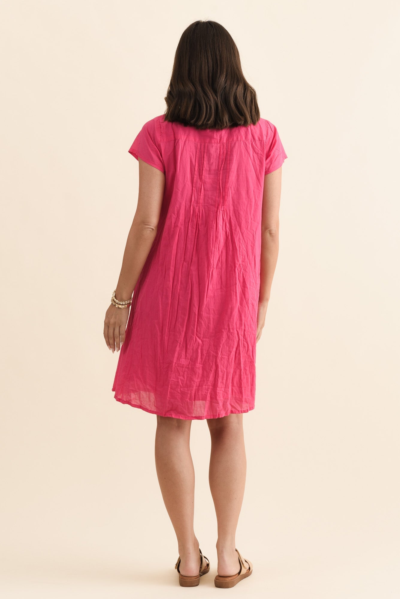 Sabina Fuchsia Crinkle Cotton Dress