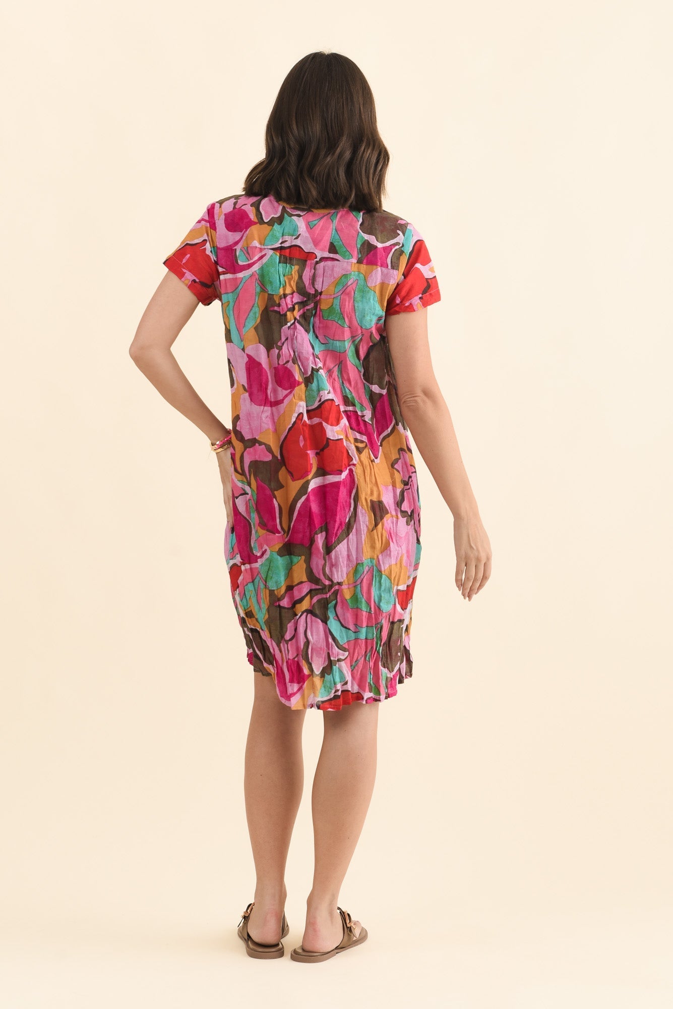 Sabina Fuchsia Garden Crinkle Cotton Dress