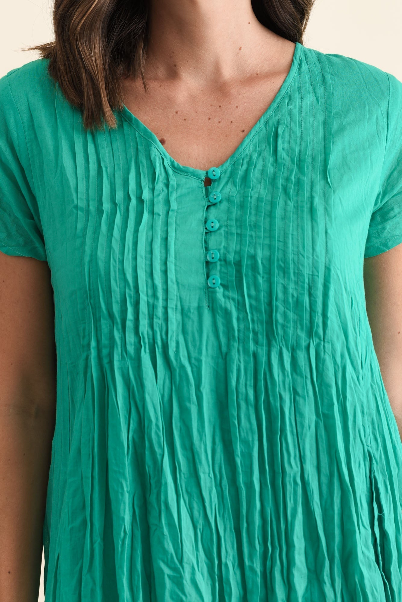 Sabina Green Crinkle Cotton Dress