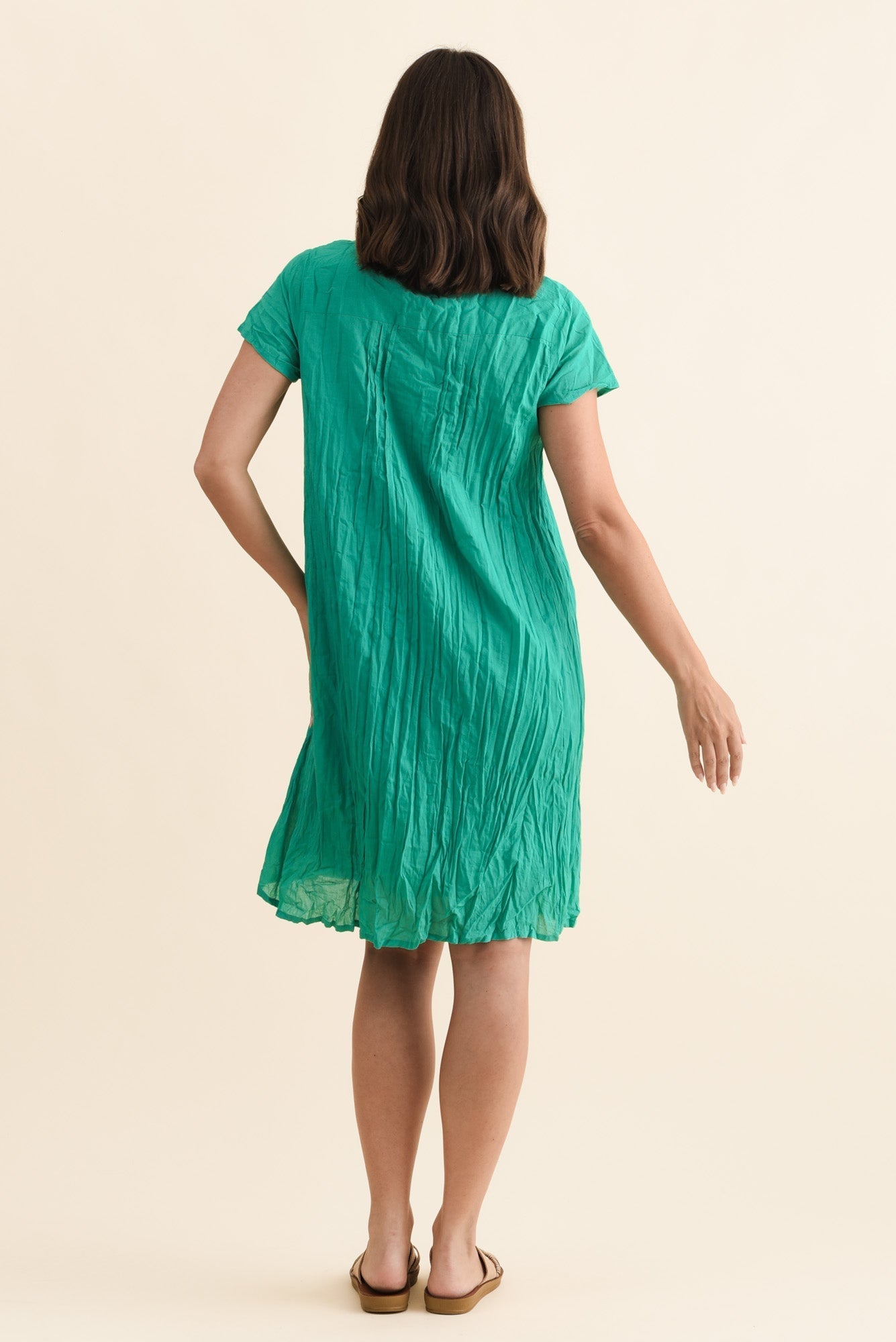 Sabina Green Crinkle Cotton Dress