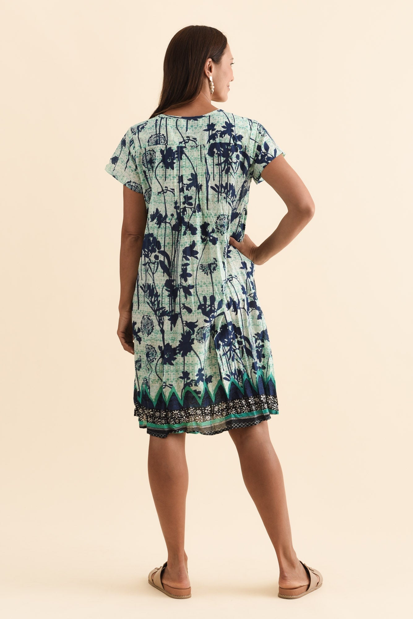 Sabina Navy Dandelion Crinkle Cotton Dress