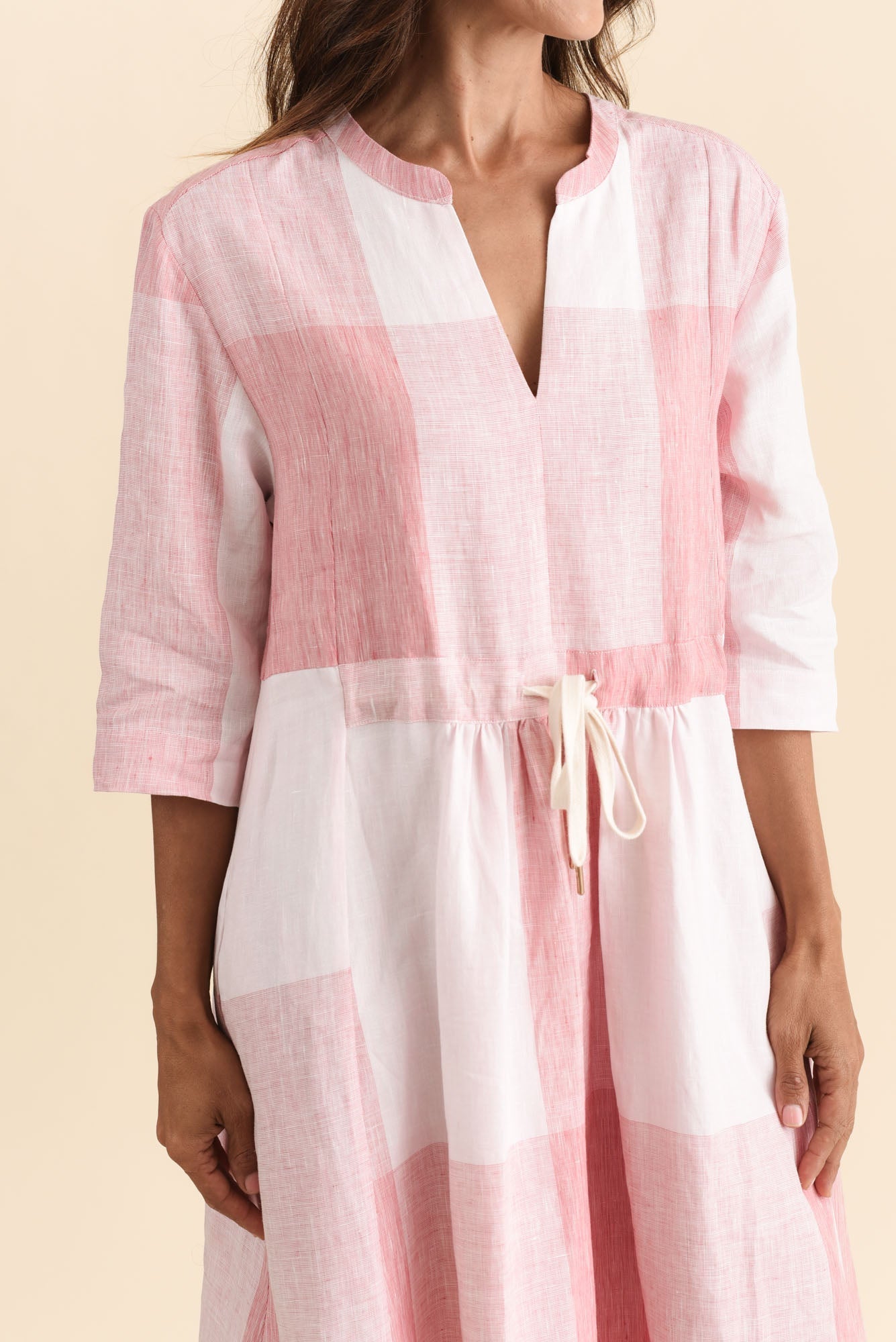 Safria Pink Check Linen Dress