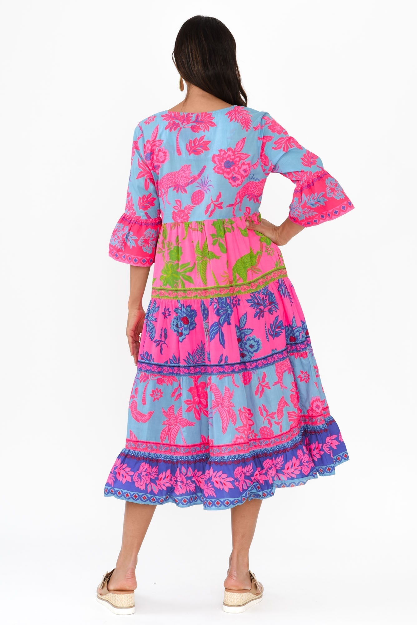 Samara Pink Pineapple Cotton Tier Dress