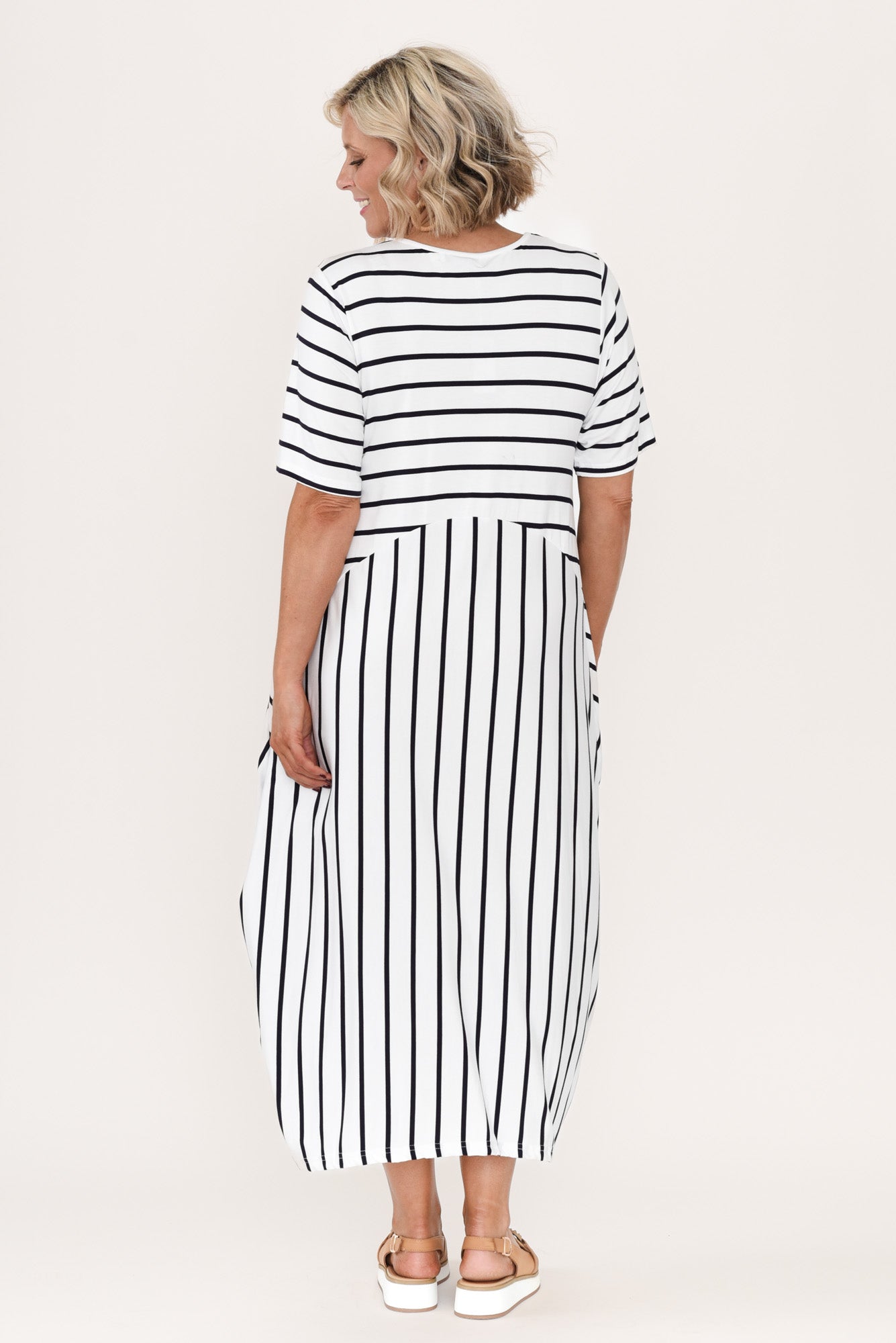 Samiya White Stripe Bamboo Dress