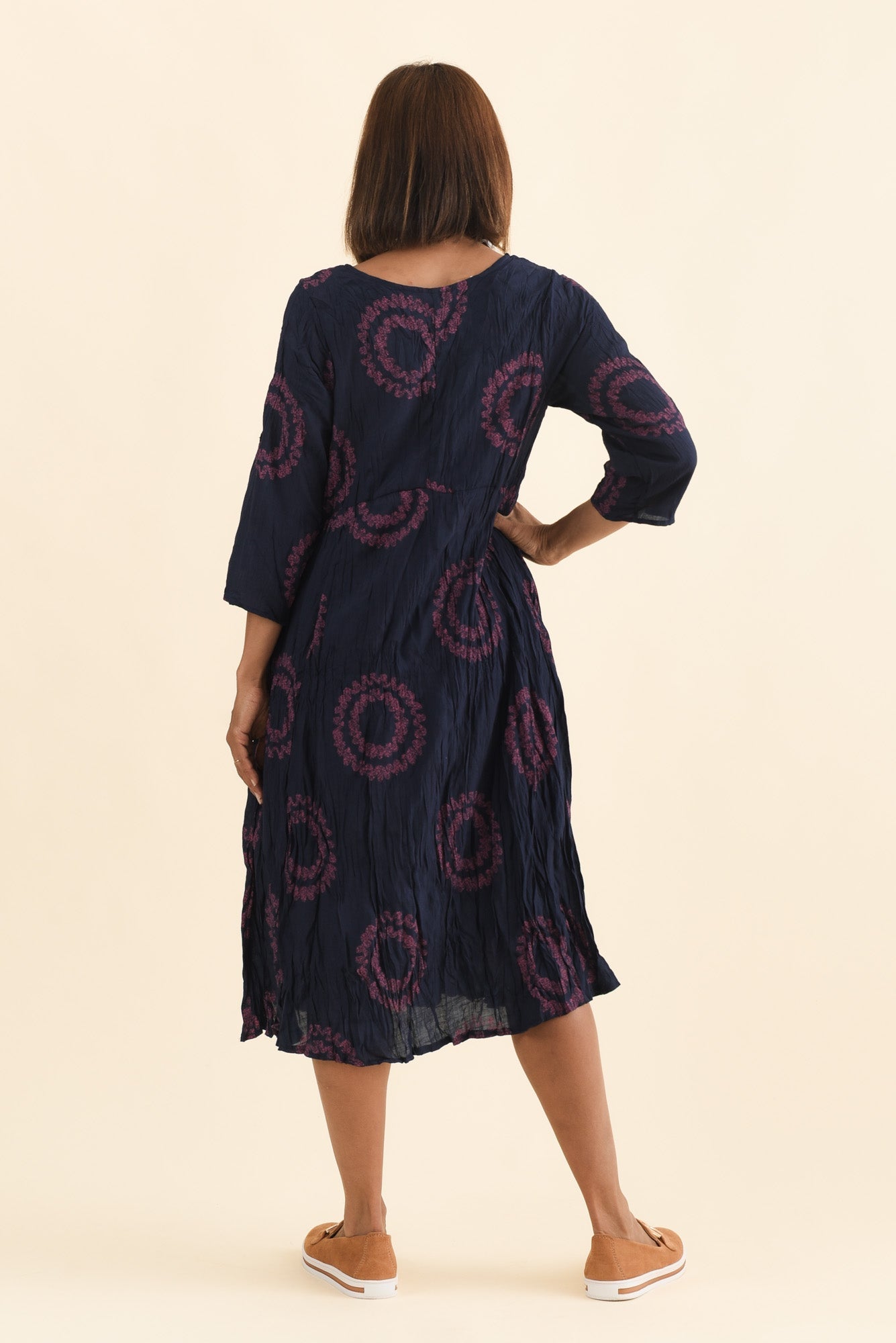 Sapporo Pink Circle Cotton Blend Crescent Dress