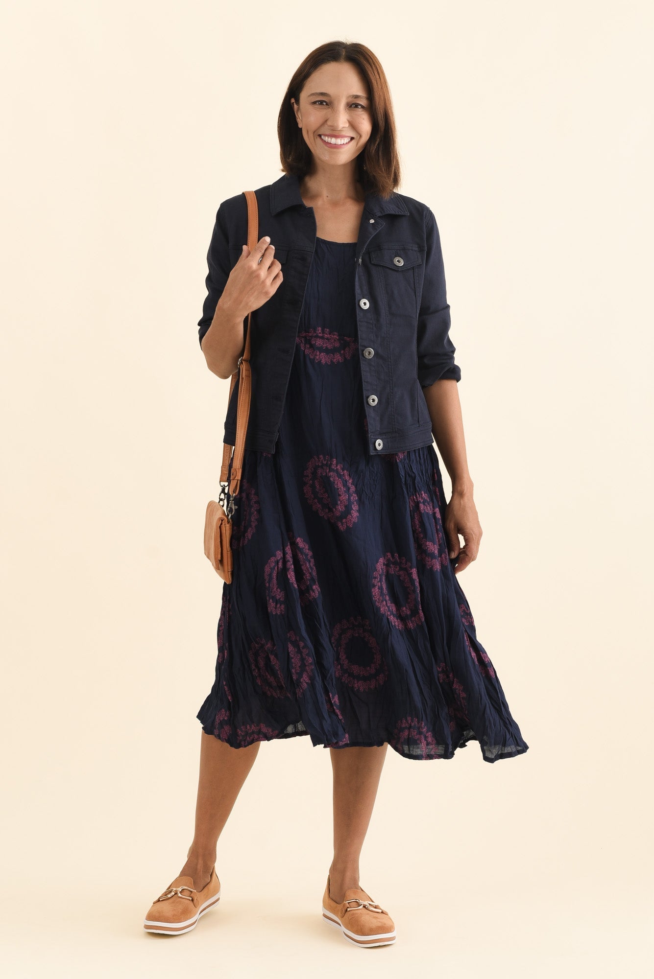 Sapporo Pink Circle Cotton Blend Crescent Dress