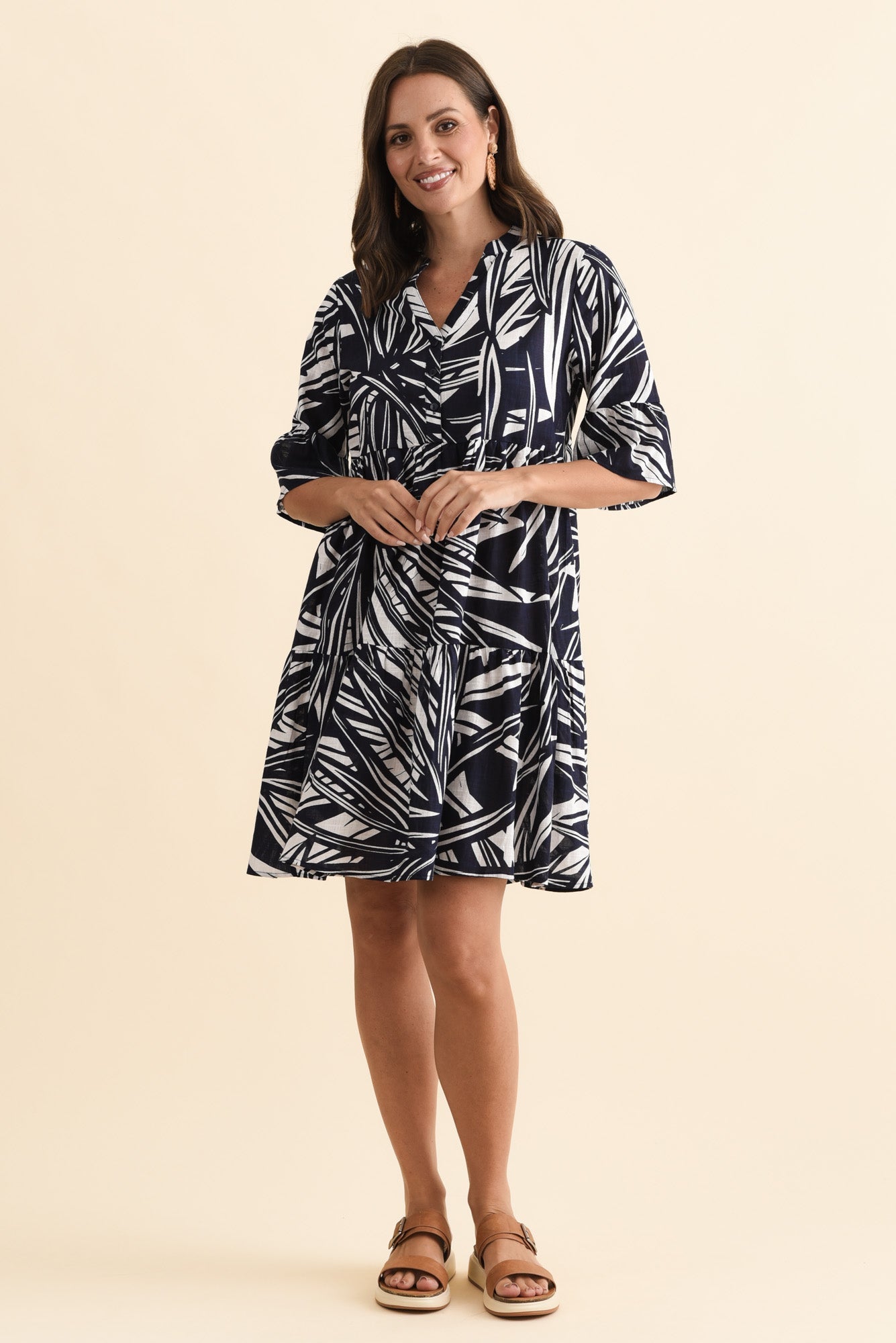 Senna Navy Burst Cotton Dress