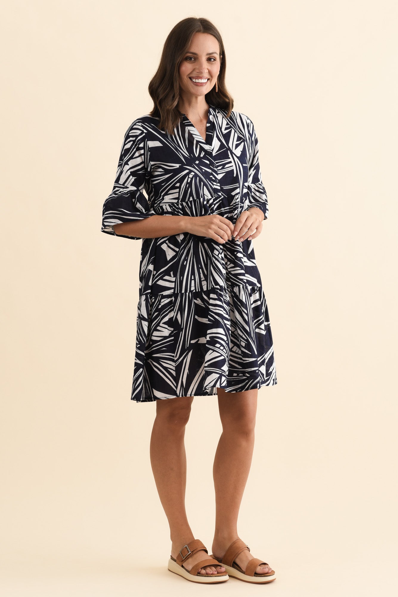 Senna Navy Burst Cotton Dress