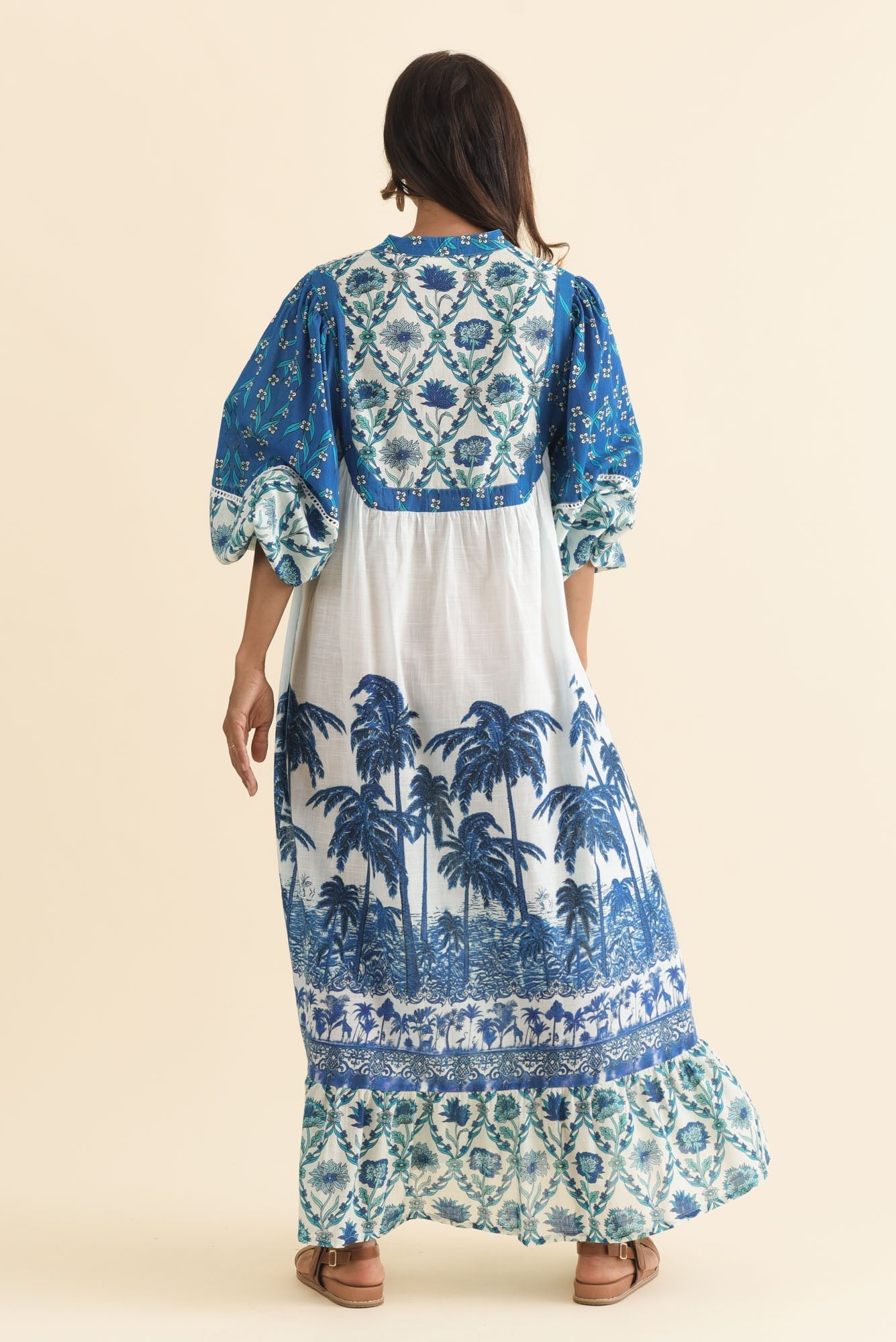 Shari Blue Tropical Cotton Dress