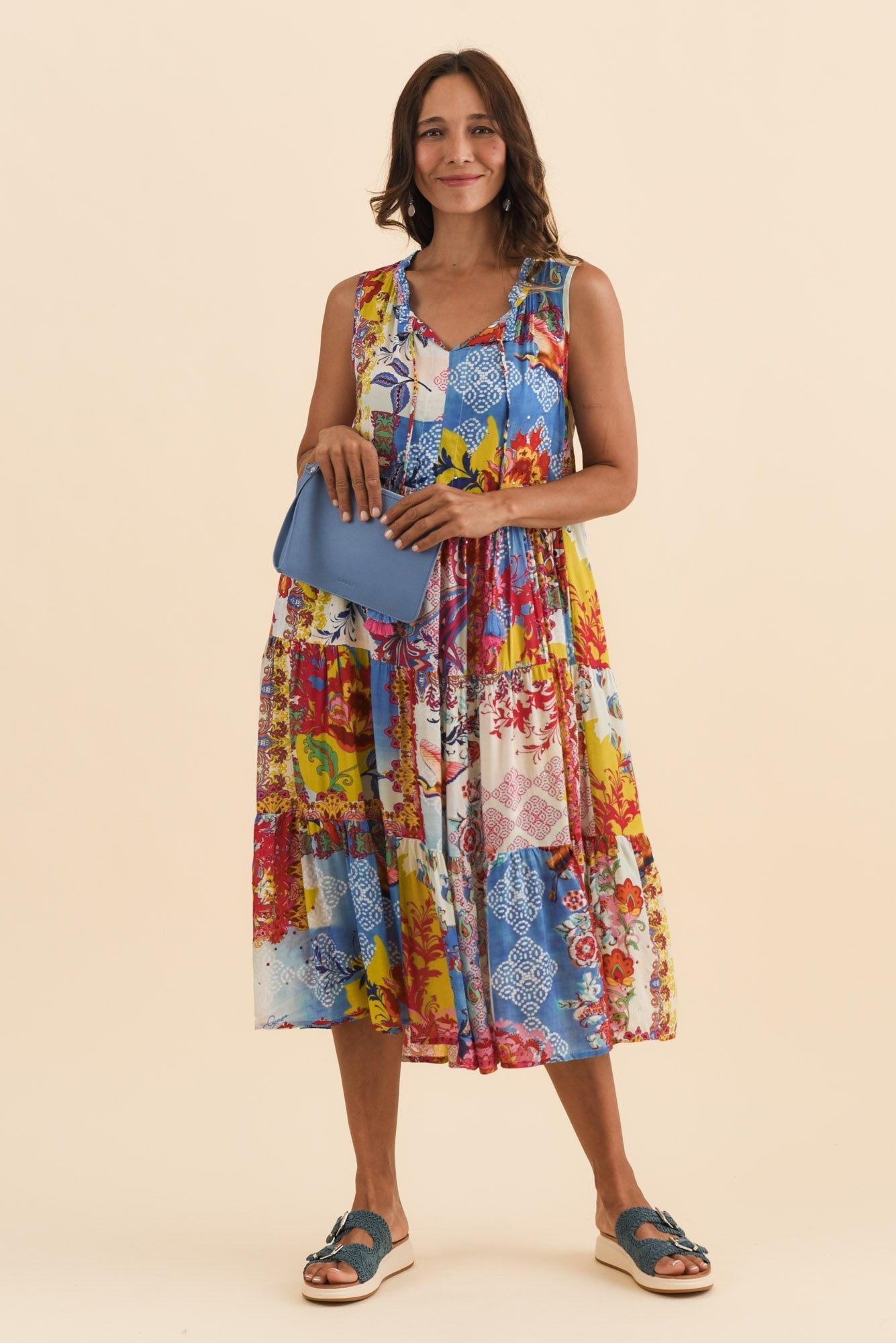 Shylo Red Patchwork Sleeveless Dress