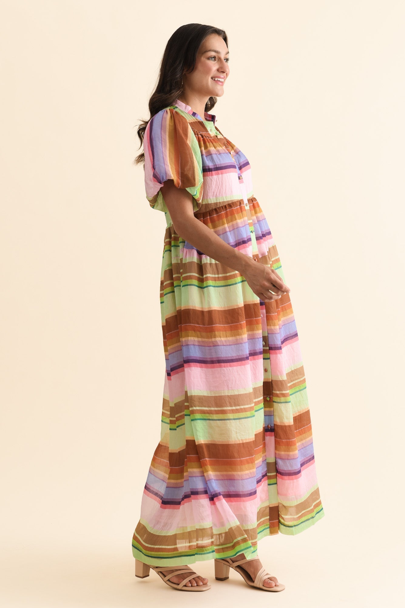 Siesta Pink Stripe Belted Dress
