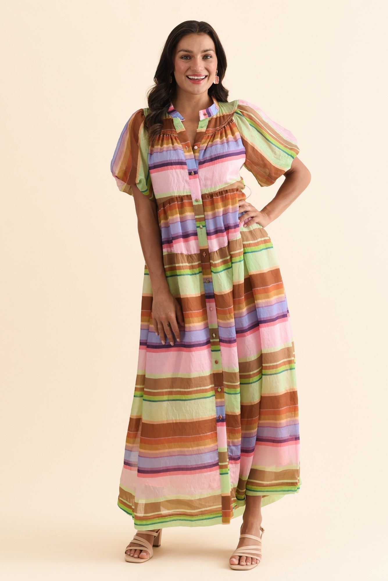 Siesta Pink Stripe Belted Dress