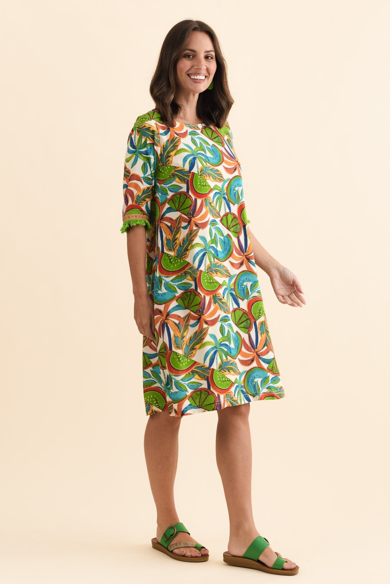 Solara Green Tropical Pocket Dress