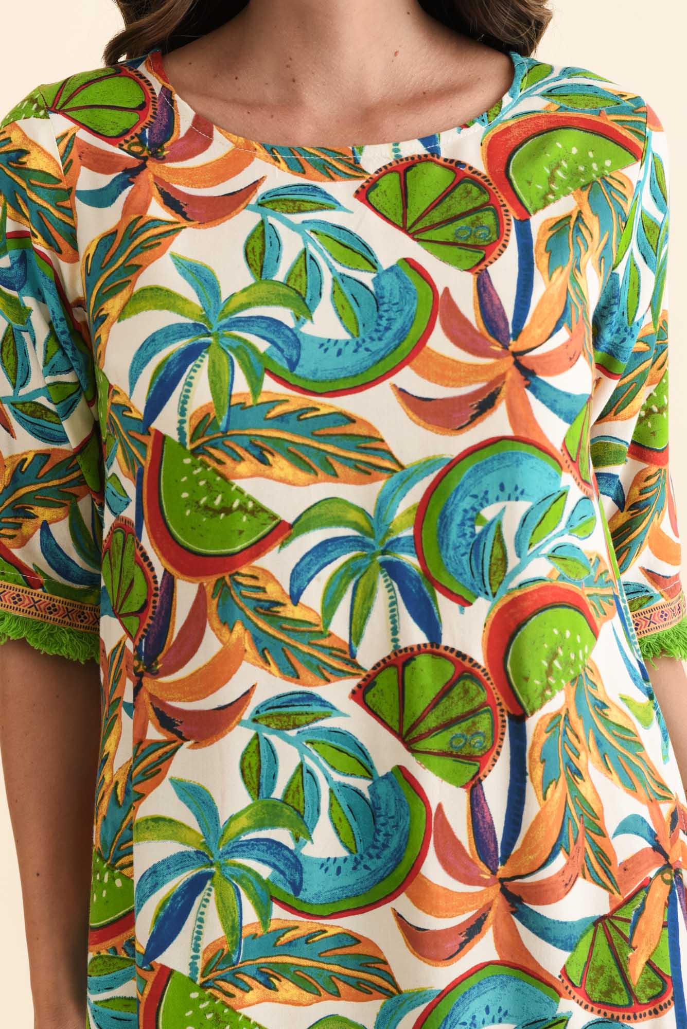 Solara Green Tropical Pocket Dress