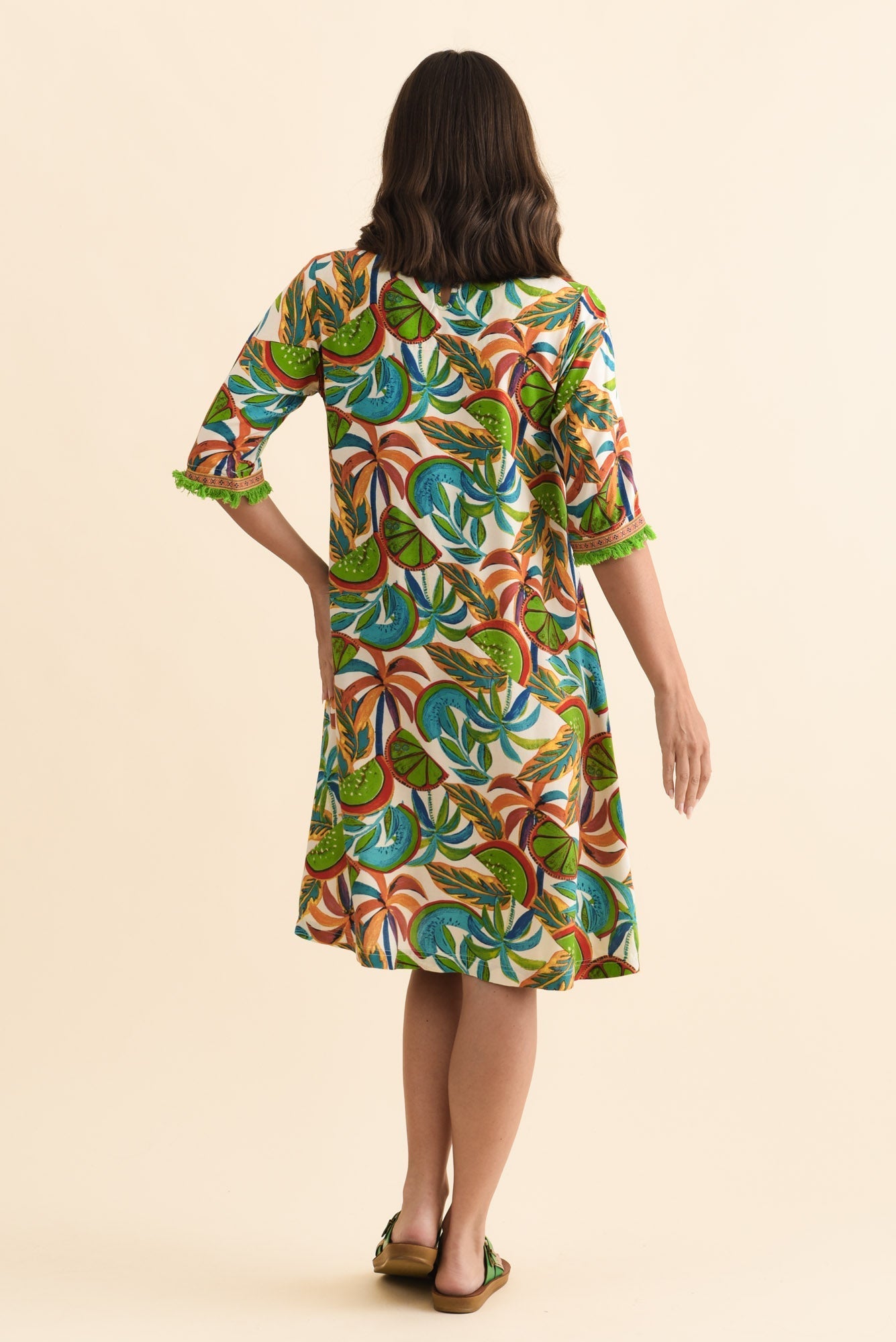 Solara Green Tropical Pocket Dress
