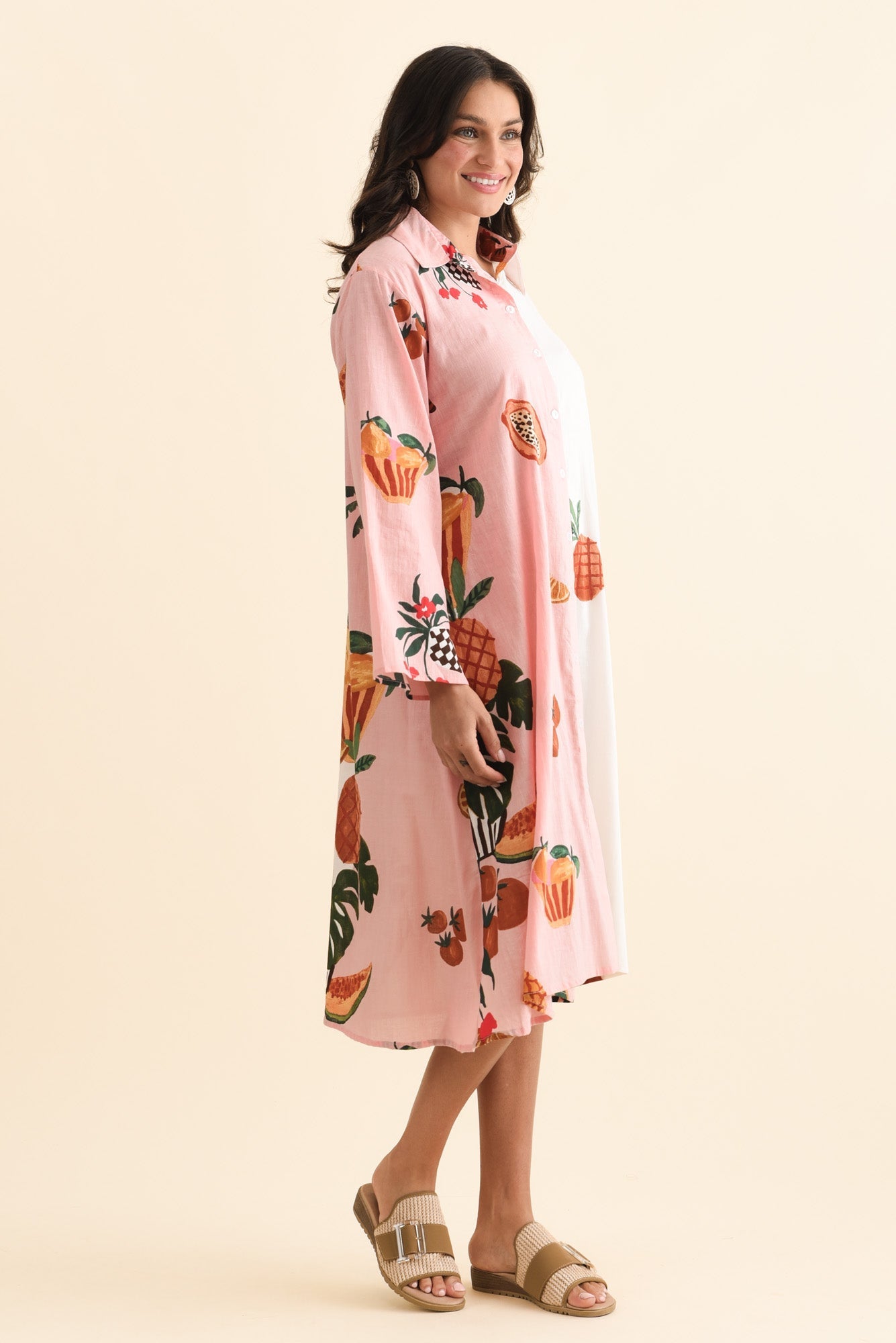 Stella Pink Fruity Cotton Shirt Dress