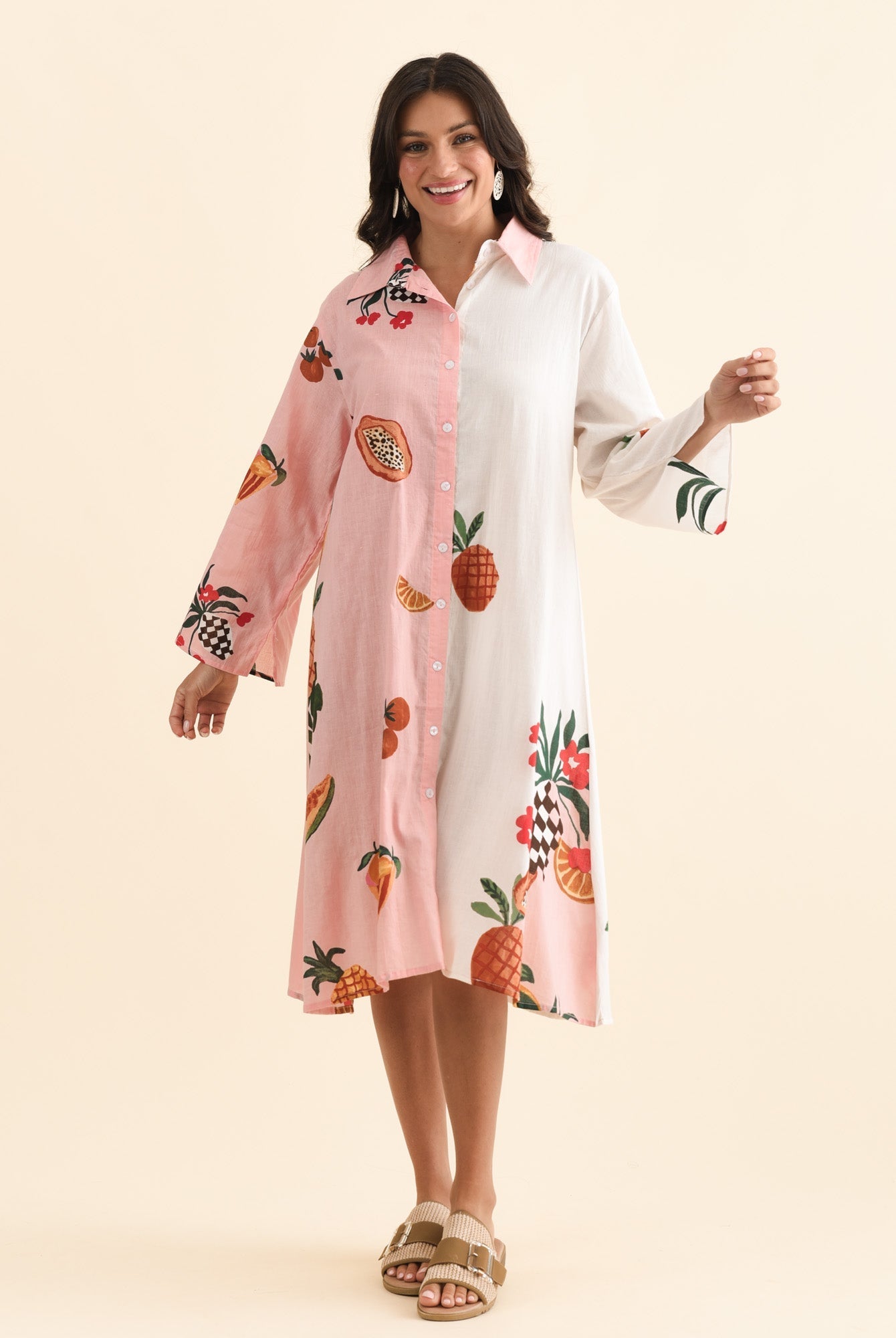 Stella Pink Fruity Cotton Shirt Dress