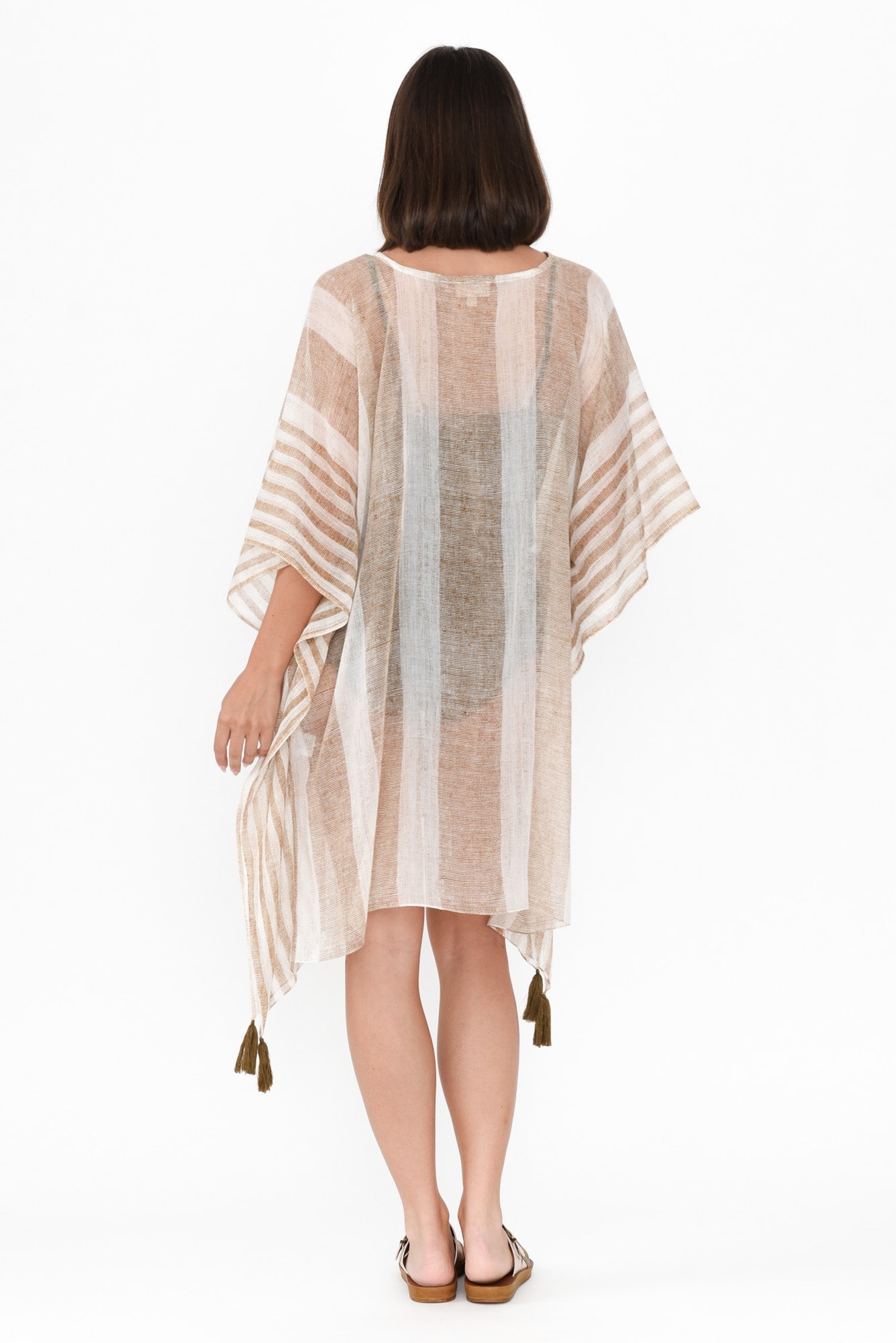 Stella Taupe Stripe Cotton Kaftan