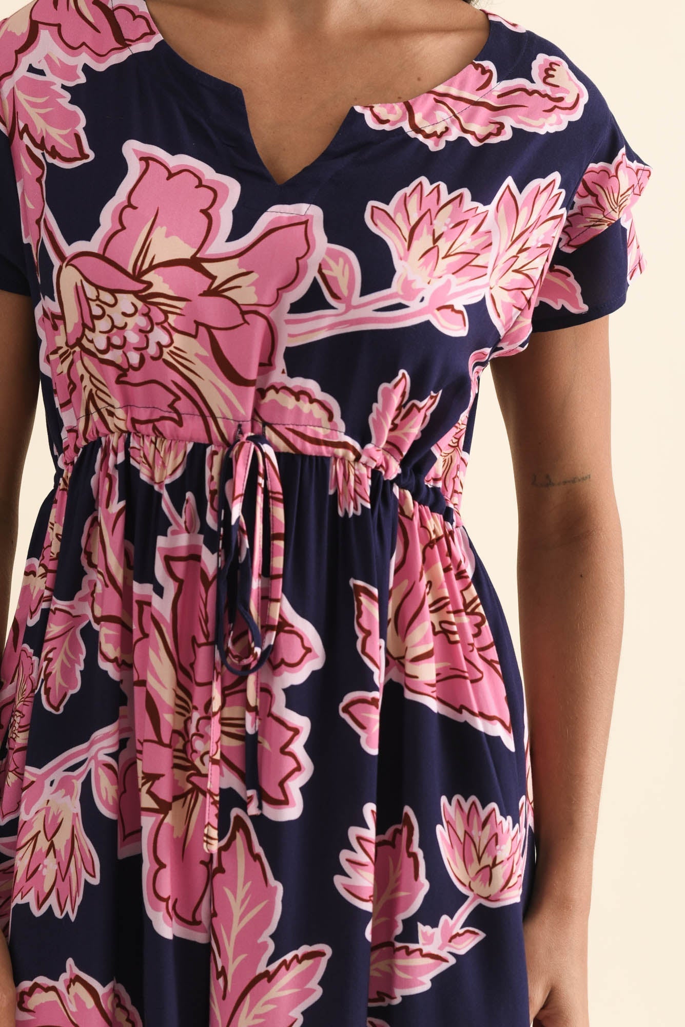 Suzette Navy Flower Midi Dress
