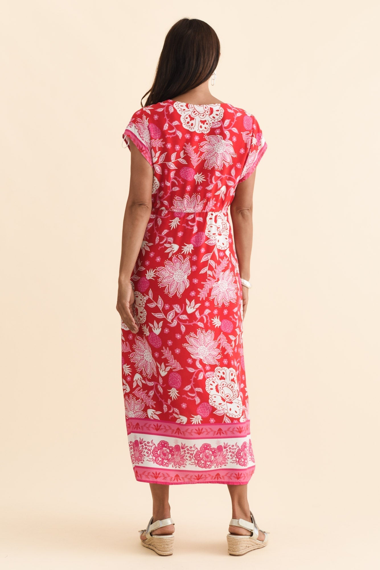 Suzette Red Foliage Midi Dress