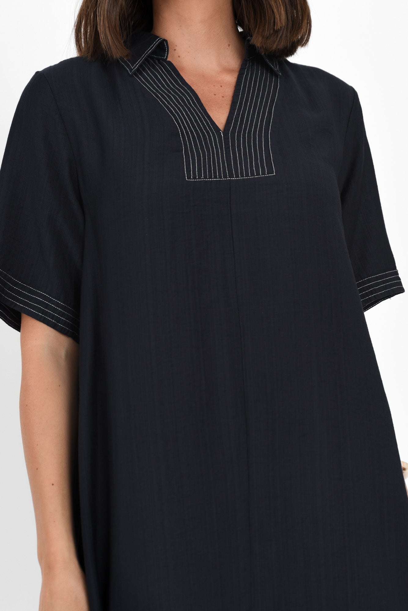 Tatiana Navy Contrast Collared Dress