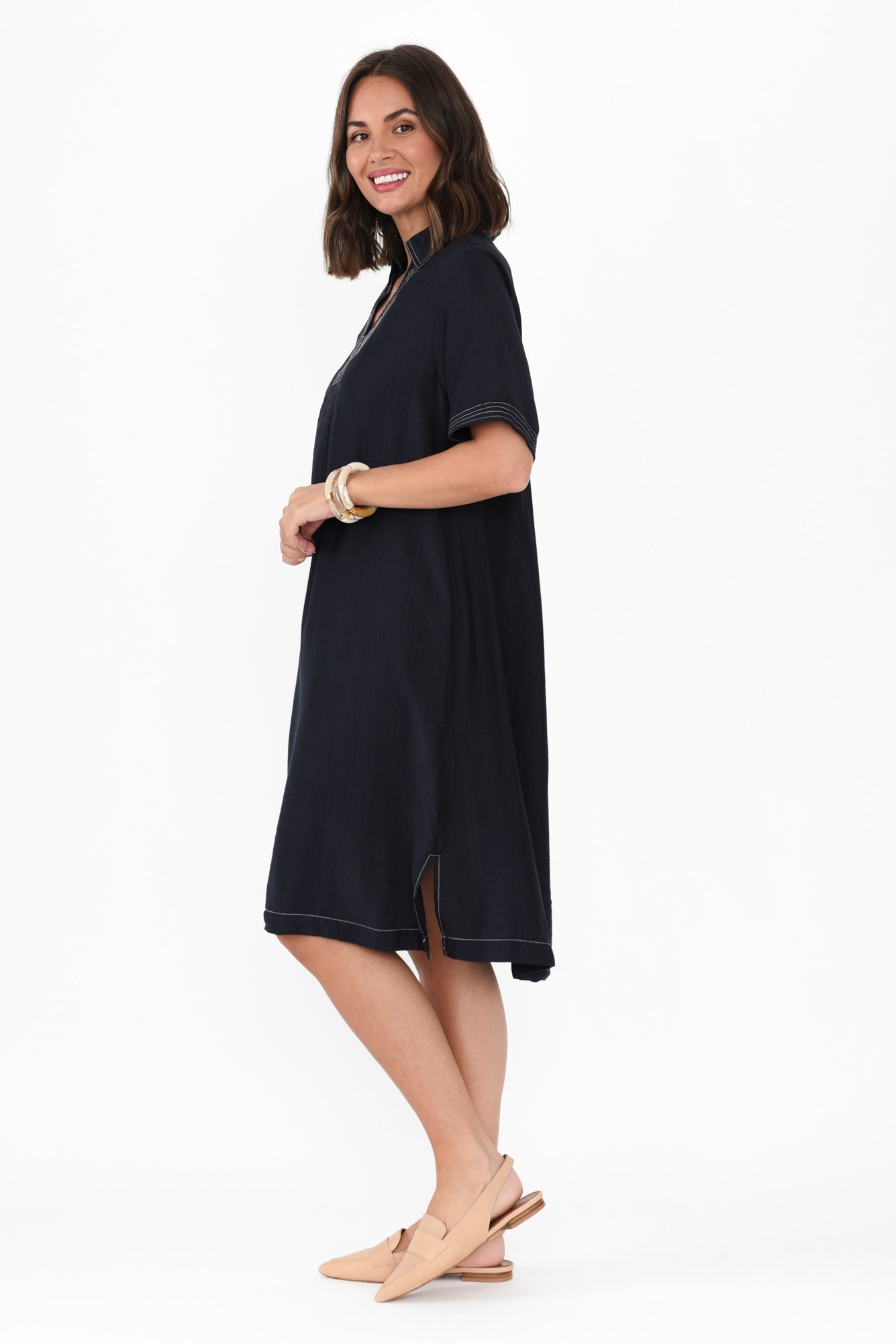 Tatiana Navy Contrast Collared Dress