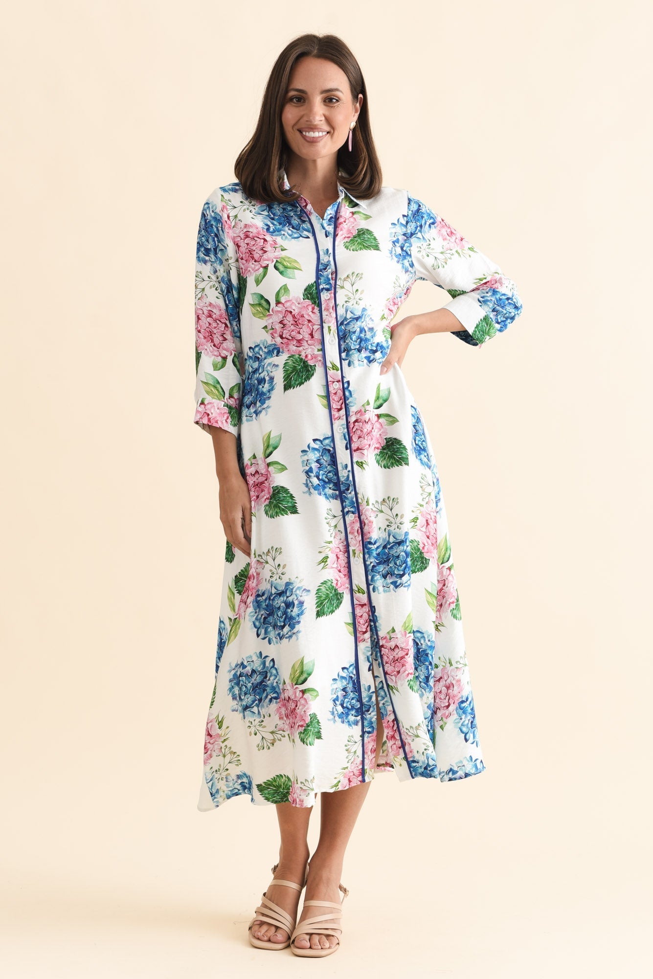Taylah White Flower Linen Cotton Dress