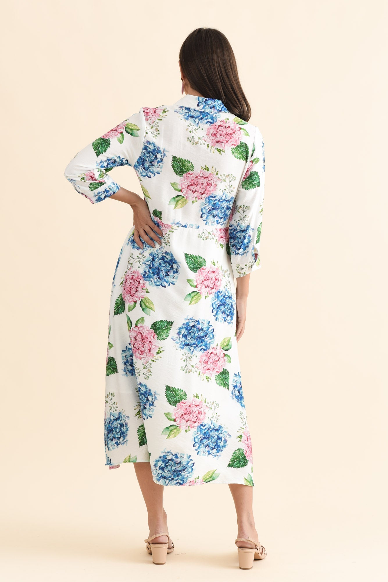 Taylah White Flower Linen Cotton Dress