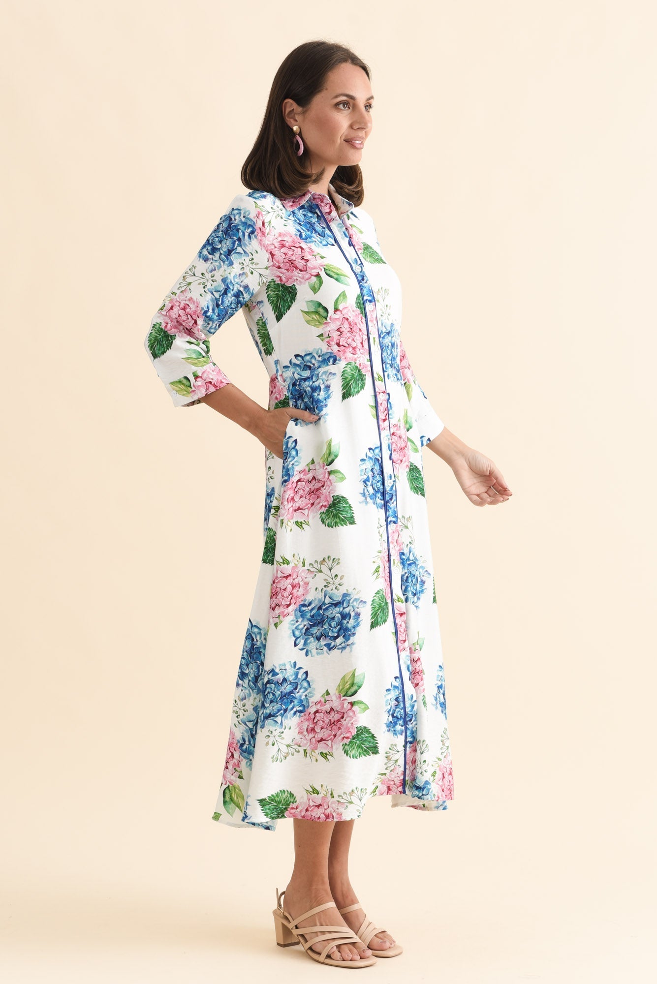 Taylah White Flower Linen Cotton Dress