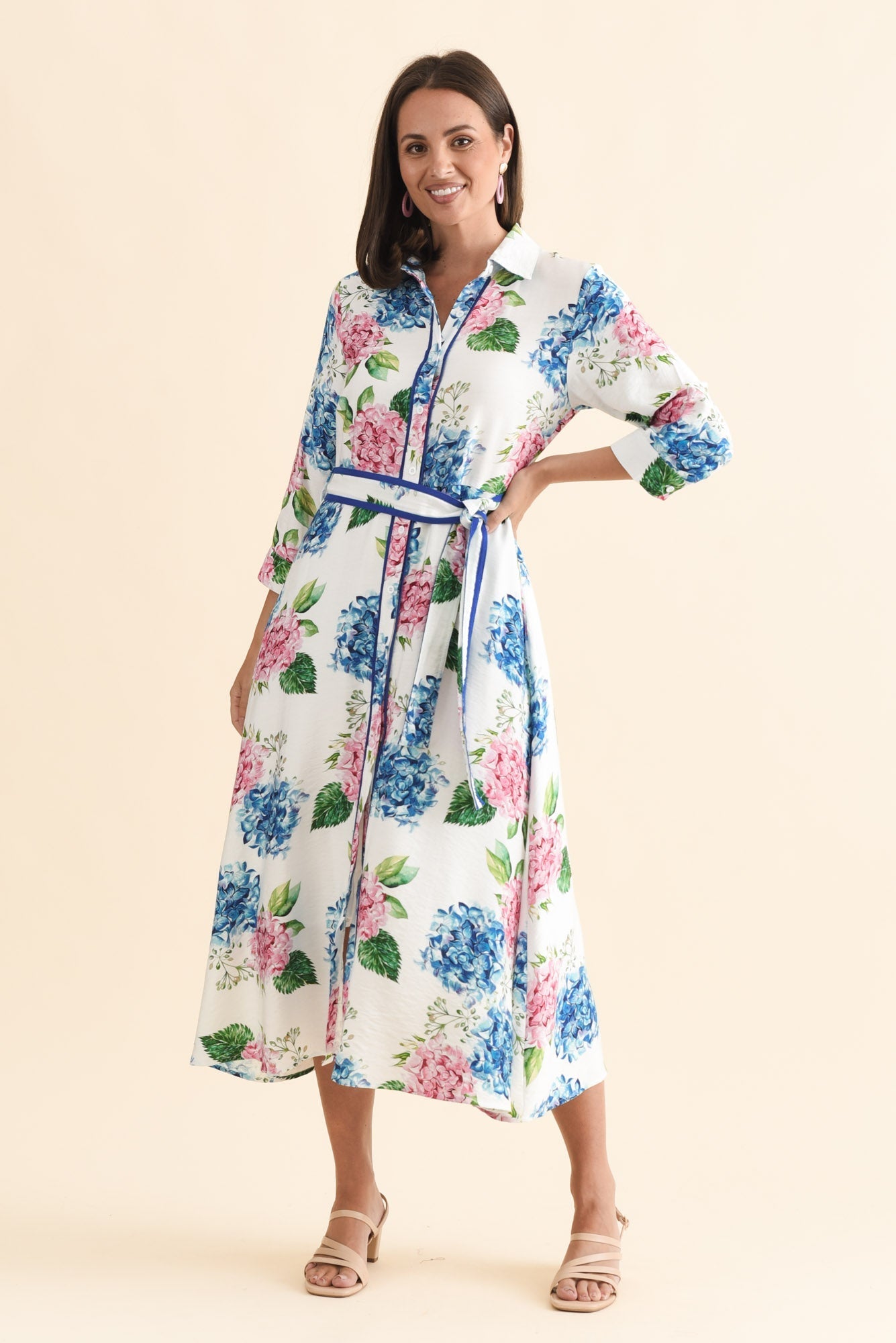 Taylah White Flower Linen Cotton Dress