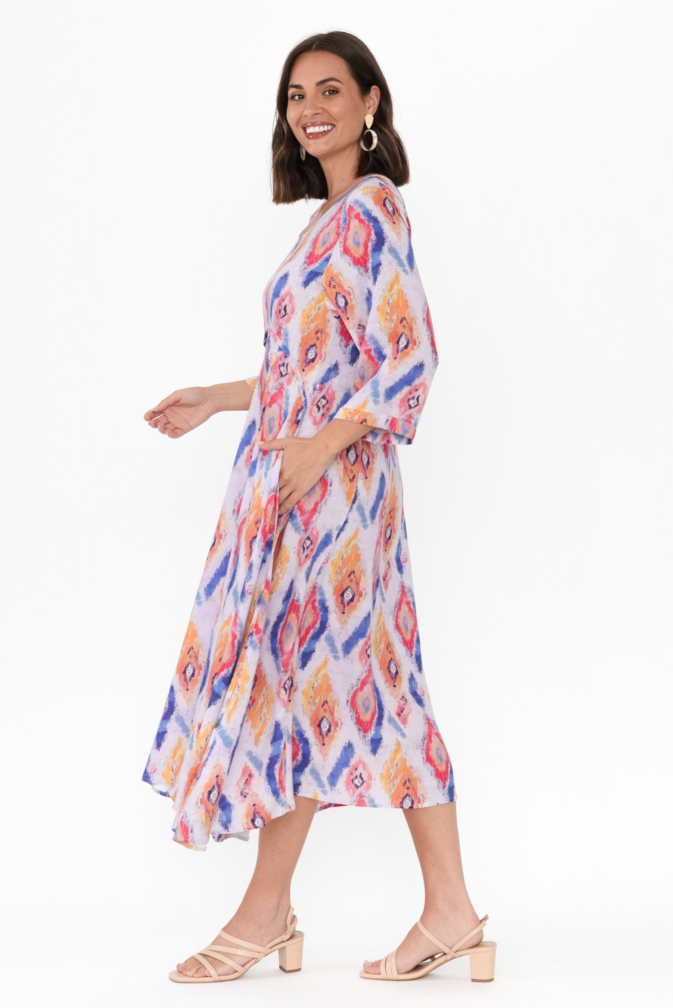 Teddy Blue Geo Sleeved Dress