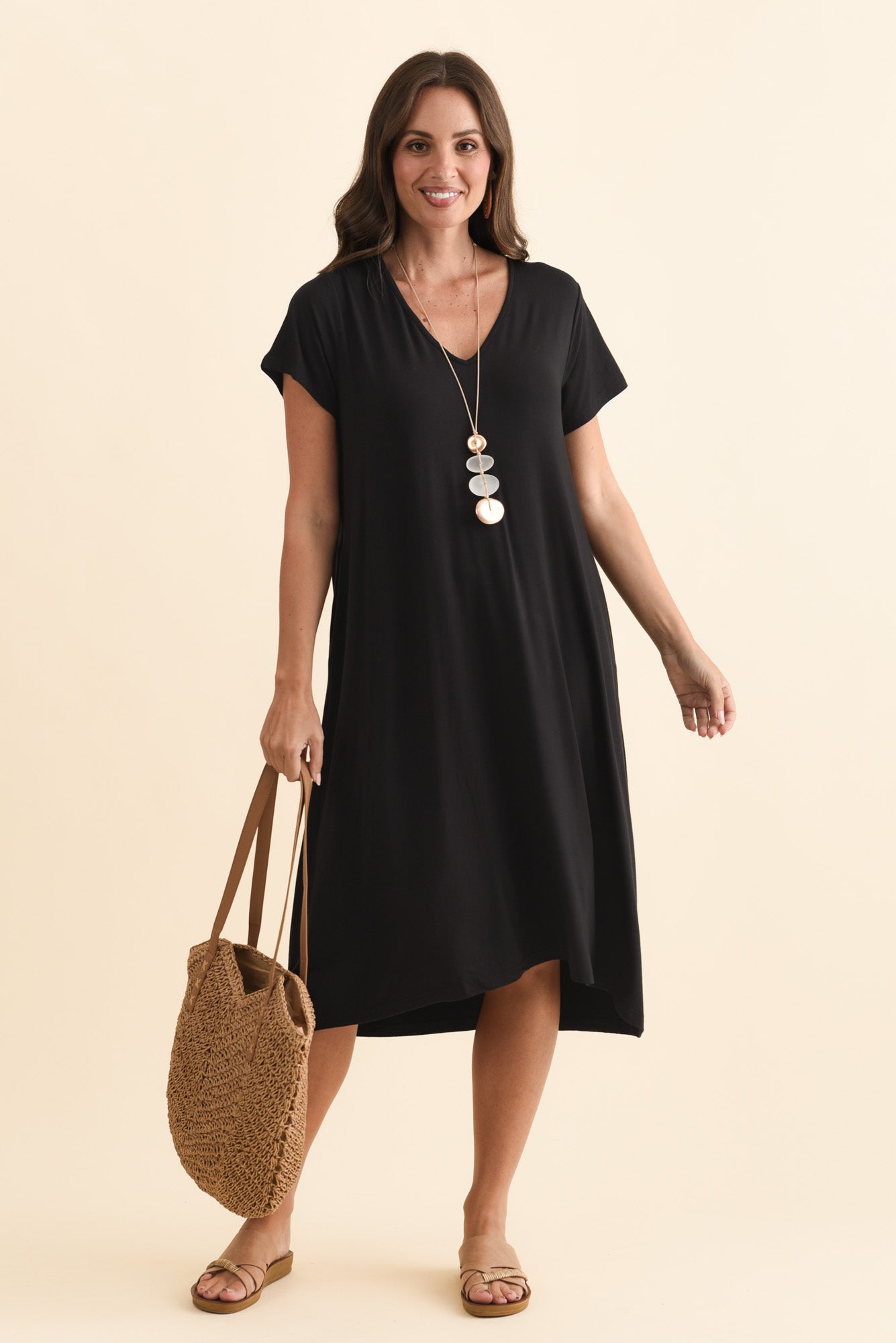 Tiffany Black Bamboo Tee Dress
