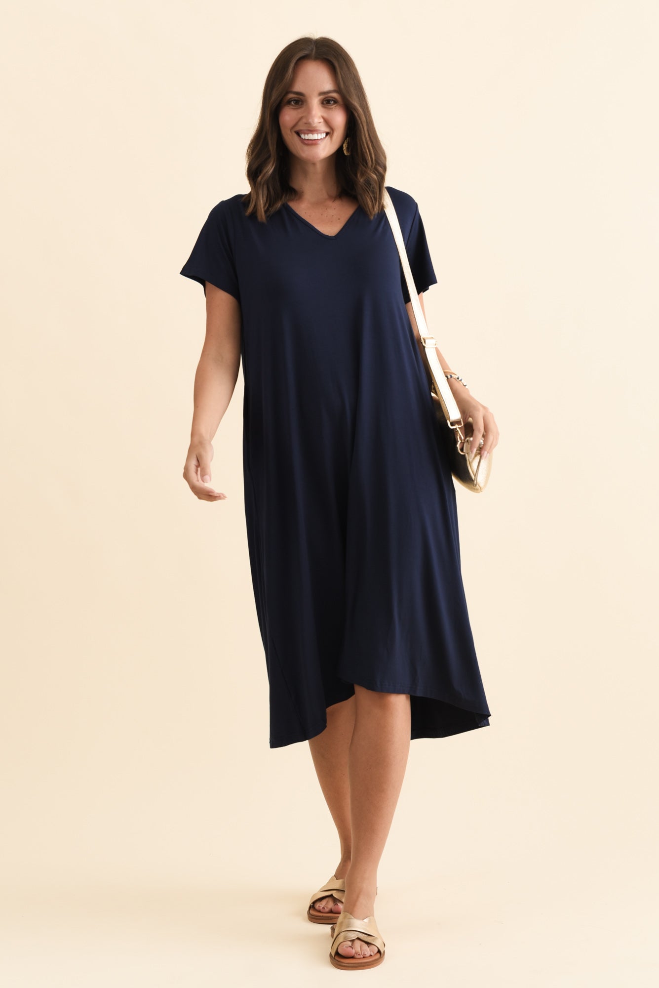 Tiffany Navy Bamboo Tee Dress