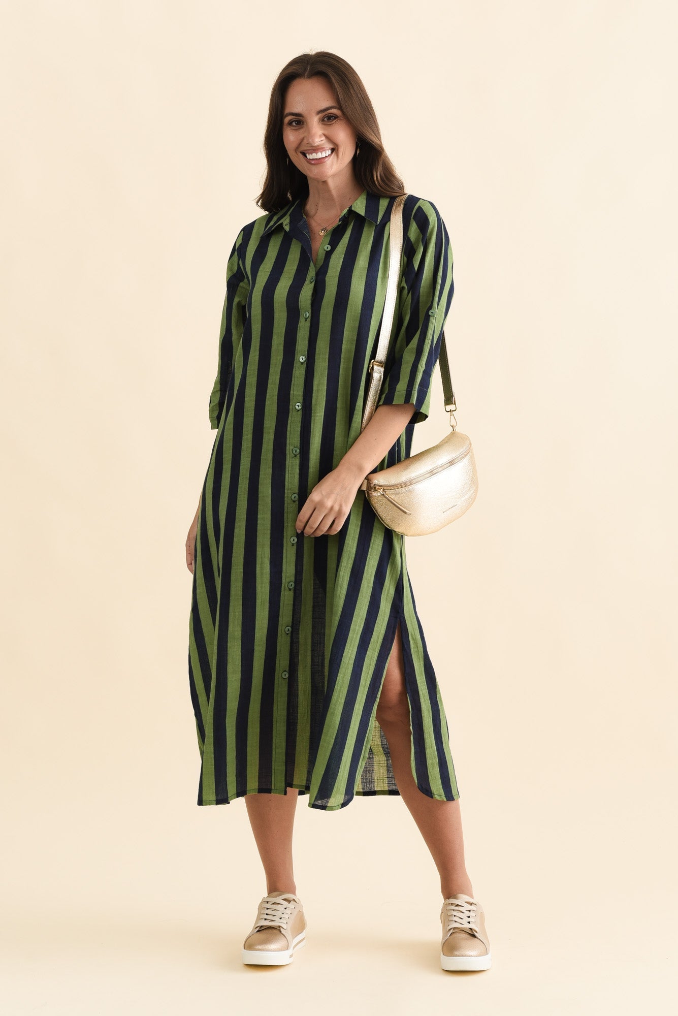 Tricia Indigo Stripe Cotton Shirt Dress