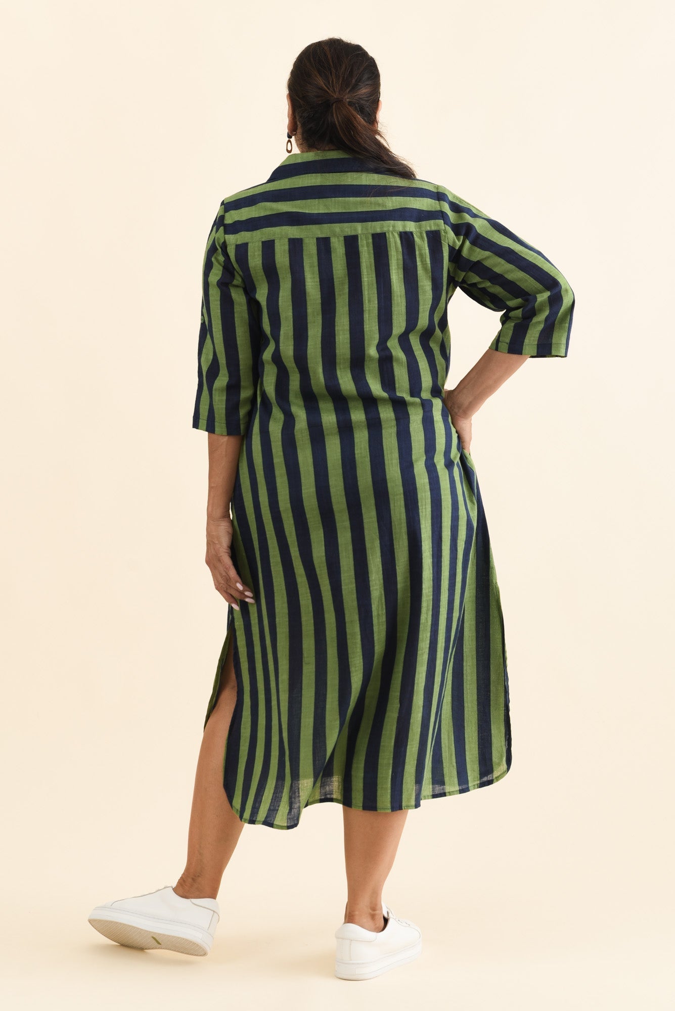 Tricia Indigo Stripe Cotton Shirt Dress