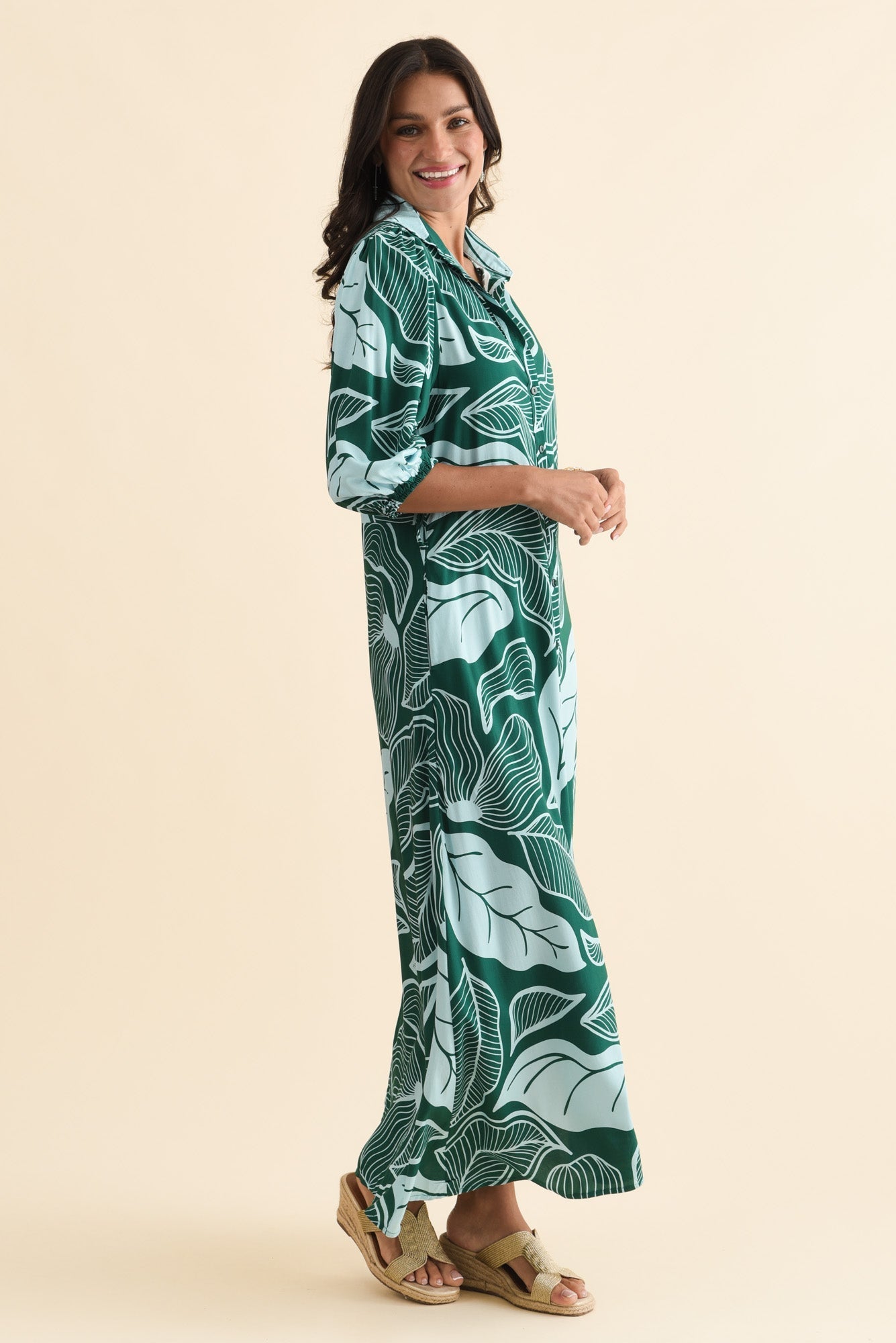 Trinity Green Leaf Tie Dress