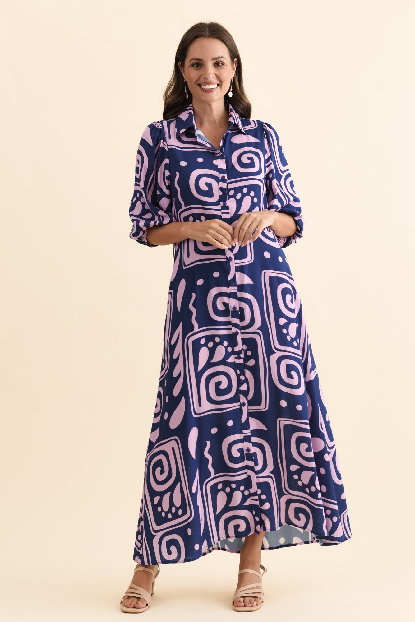 Trinity Navy Abstract Tie Dress