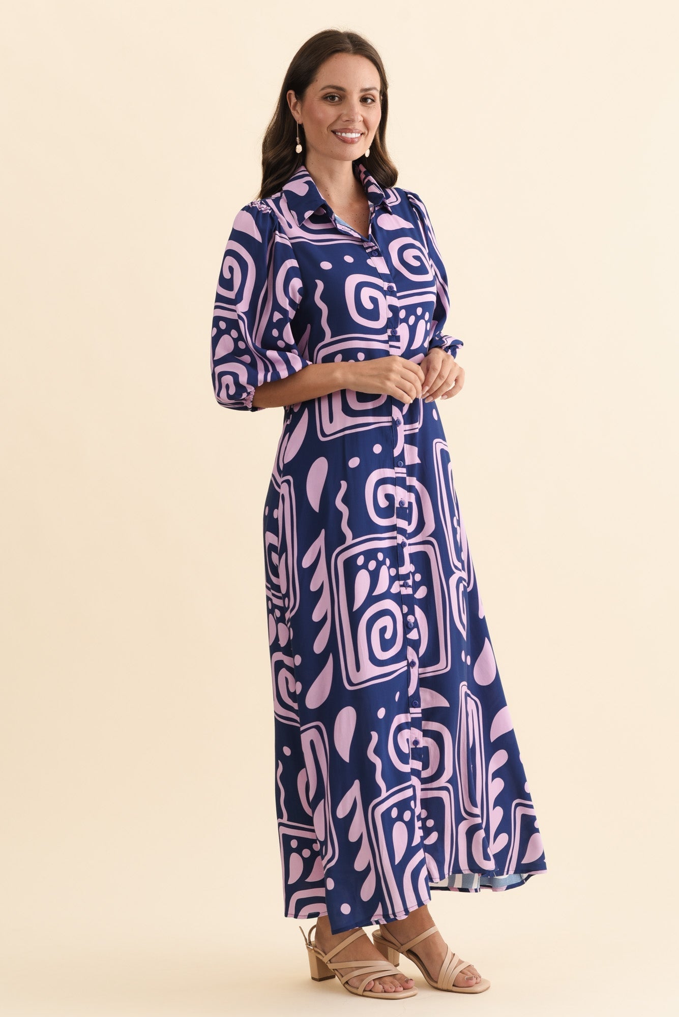Trinity Navy Abstract Tie Dress