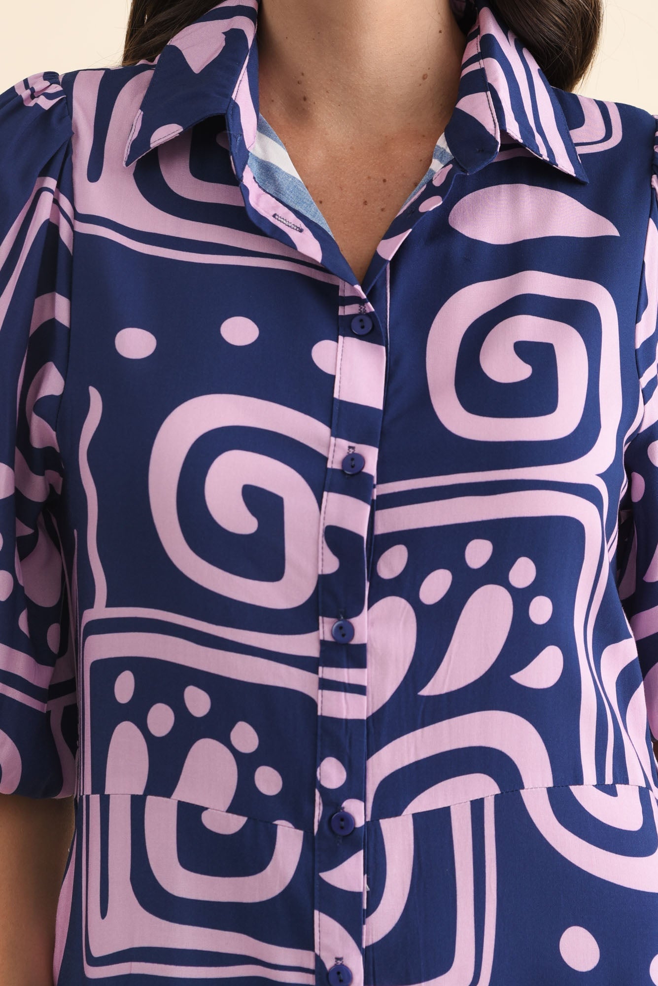 Trinity Navy Abstract Tie Dress