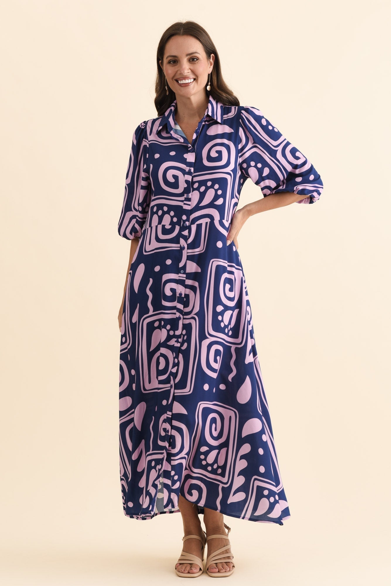 Trinity Navy Abstract Tie Dress