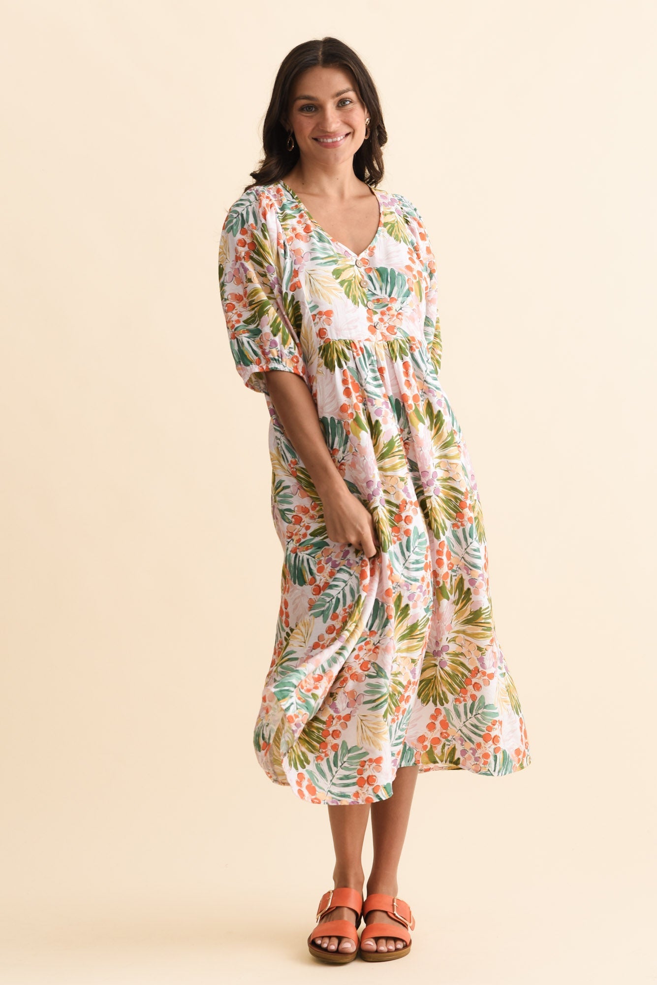 Troyanne Pink Jungle Midi Dress