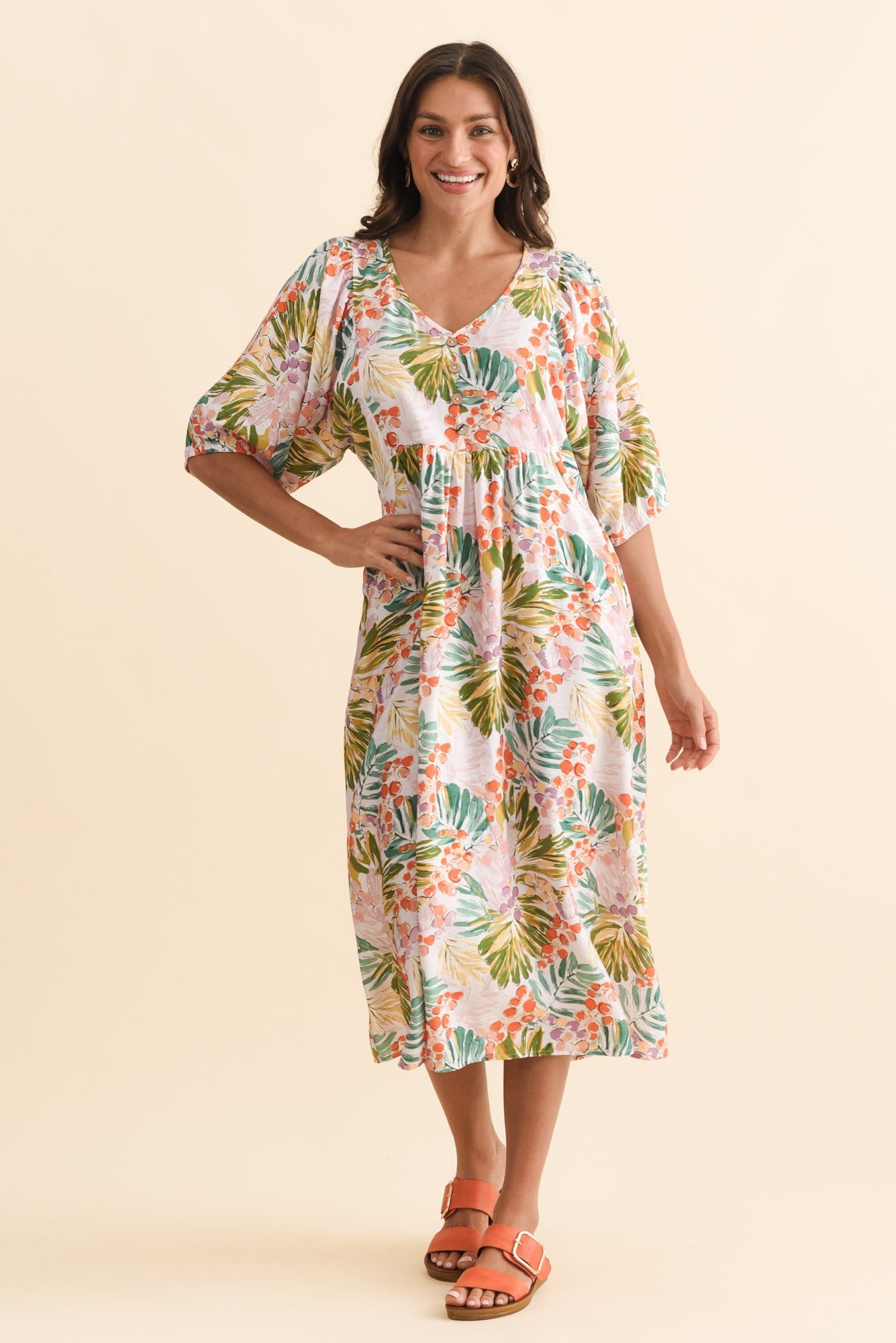 Troyanne Pink Jungle Midi Dress