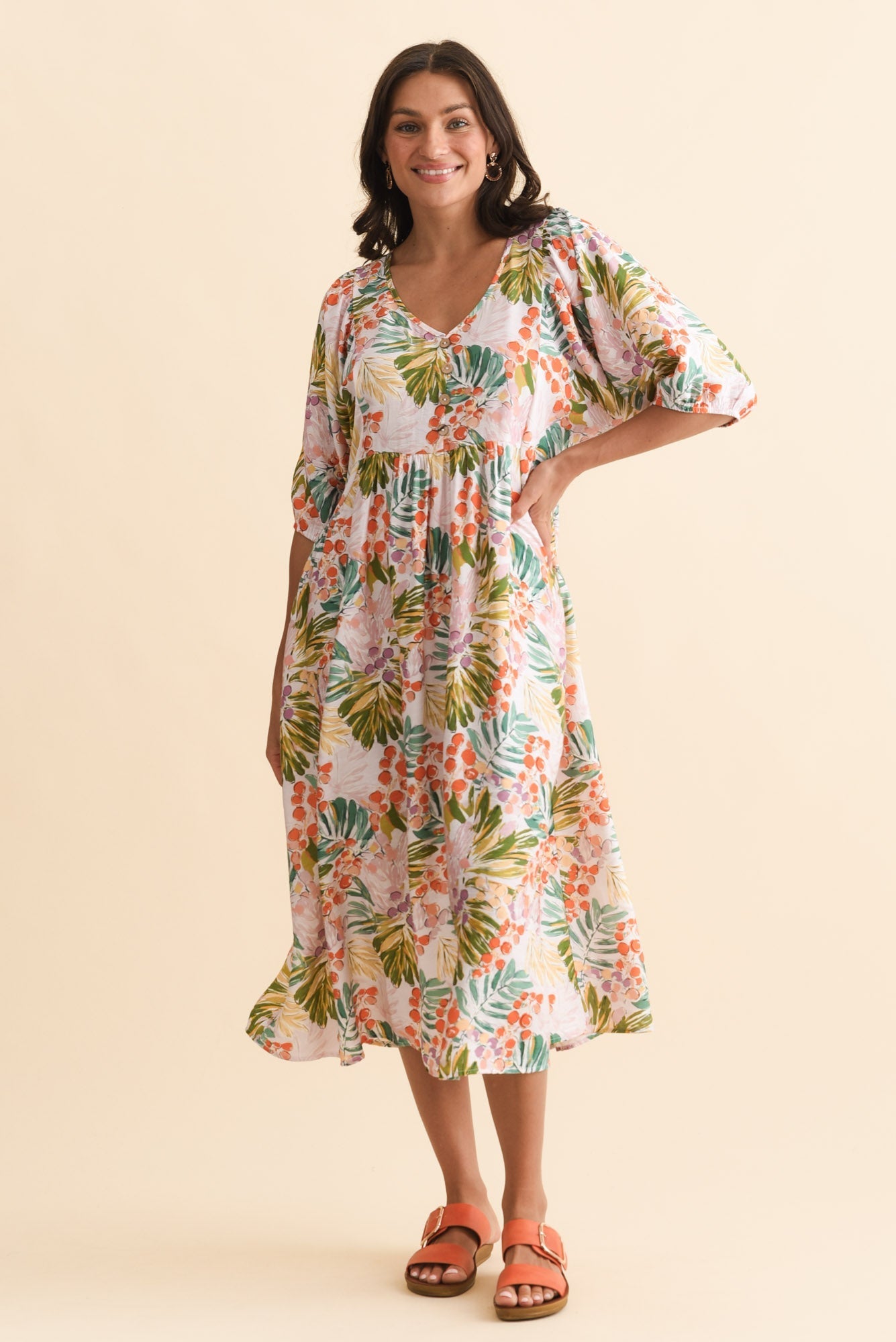Troyanne Pink Jungle Midi Dress