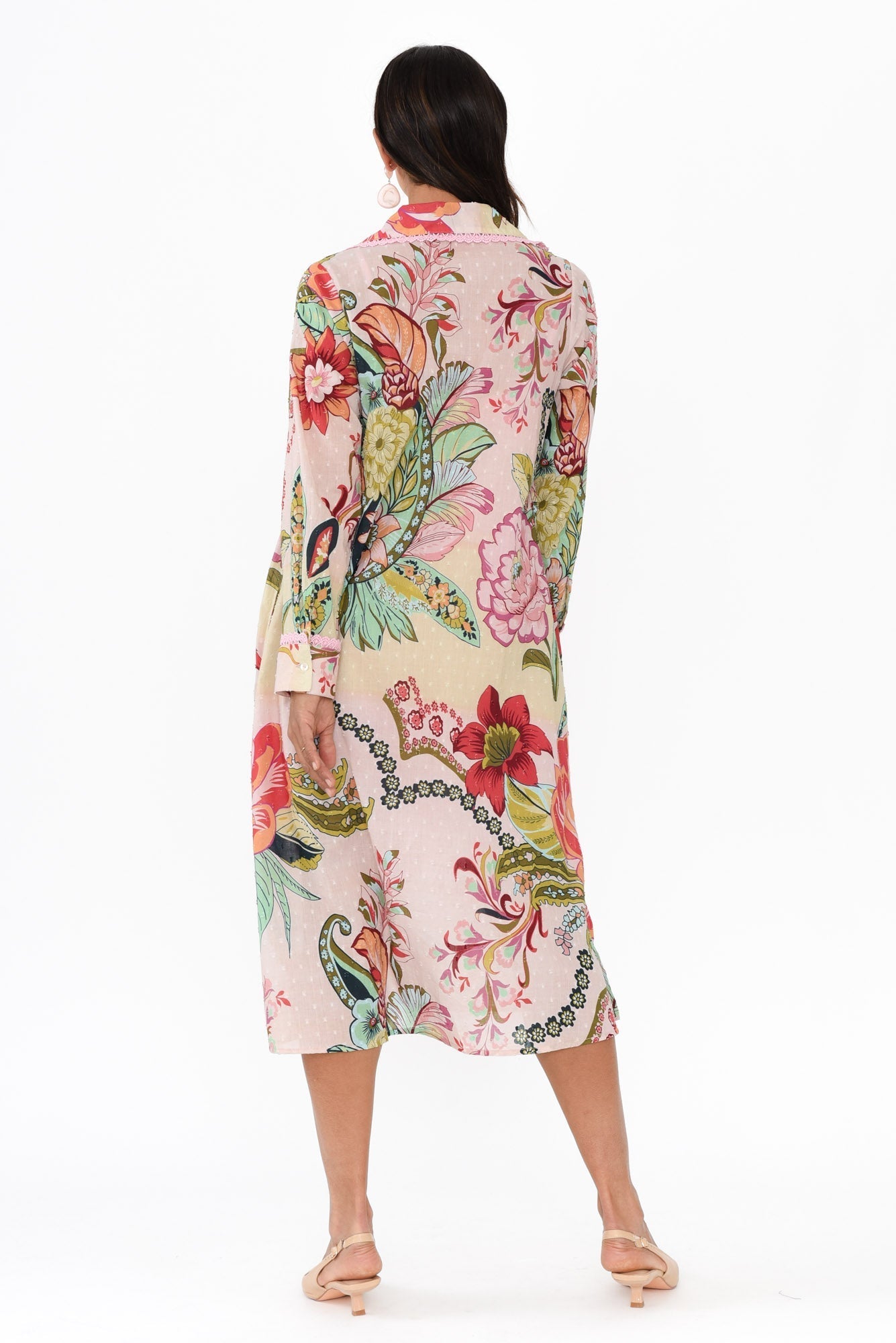 Vada Pink Floral Cotton Shirt Dress
