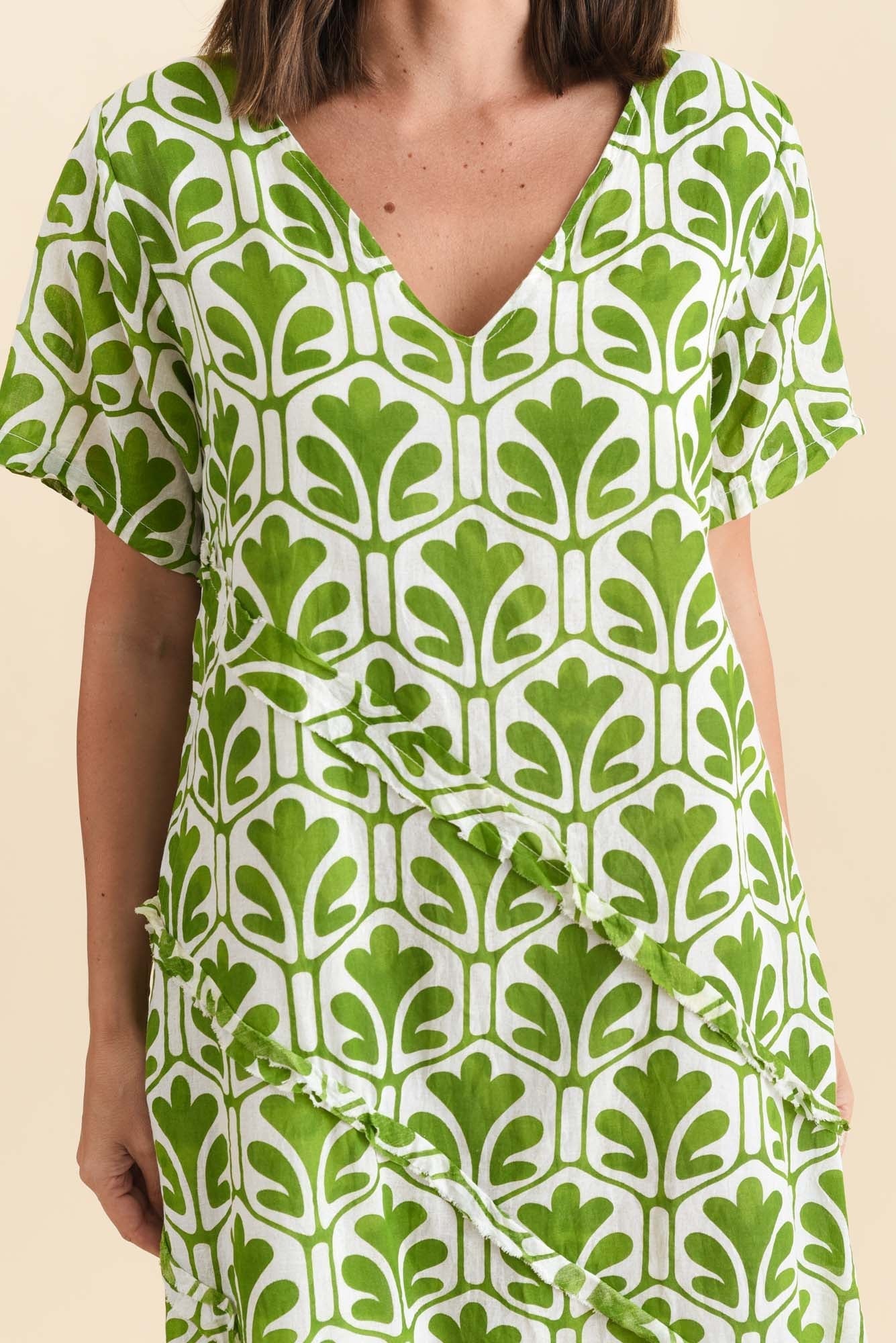 Vanessa Green Abstract Diagonal Seam Dress