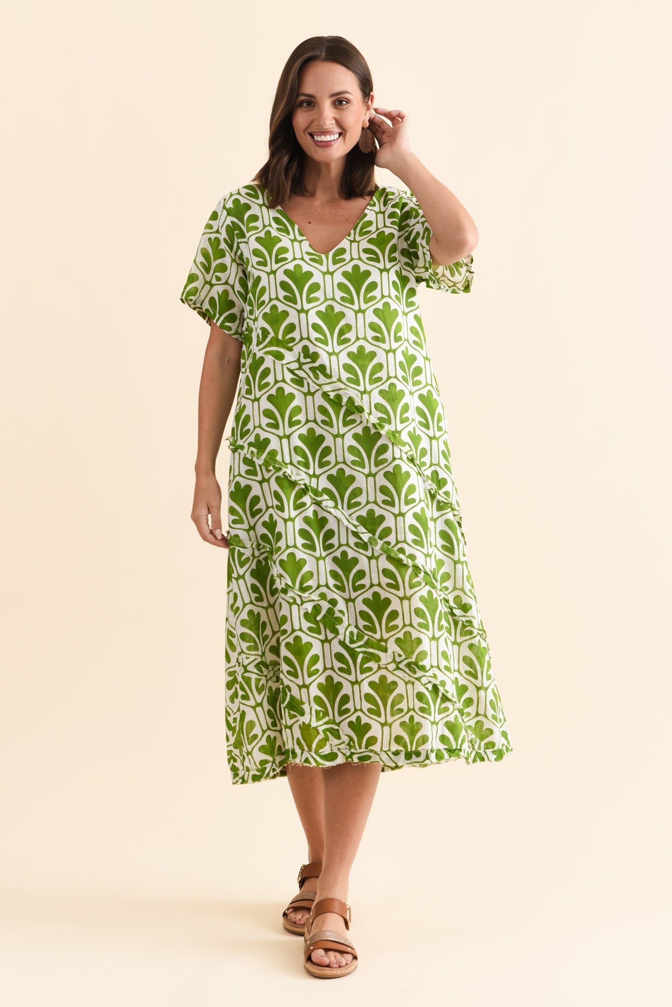 Vanessa Green Abstract Diagonal Seam Dress