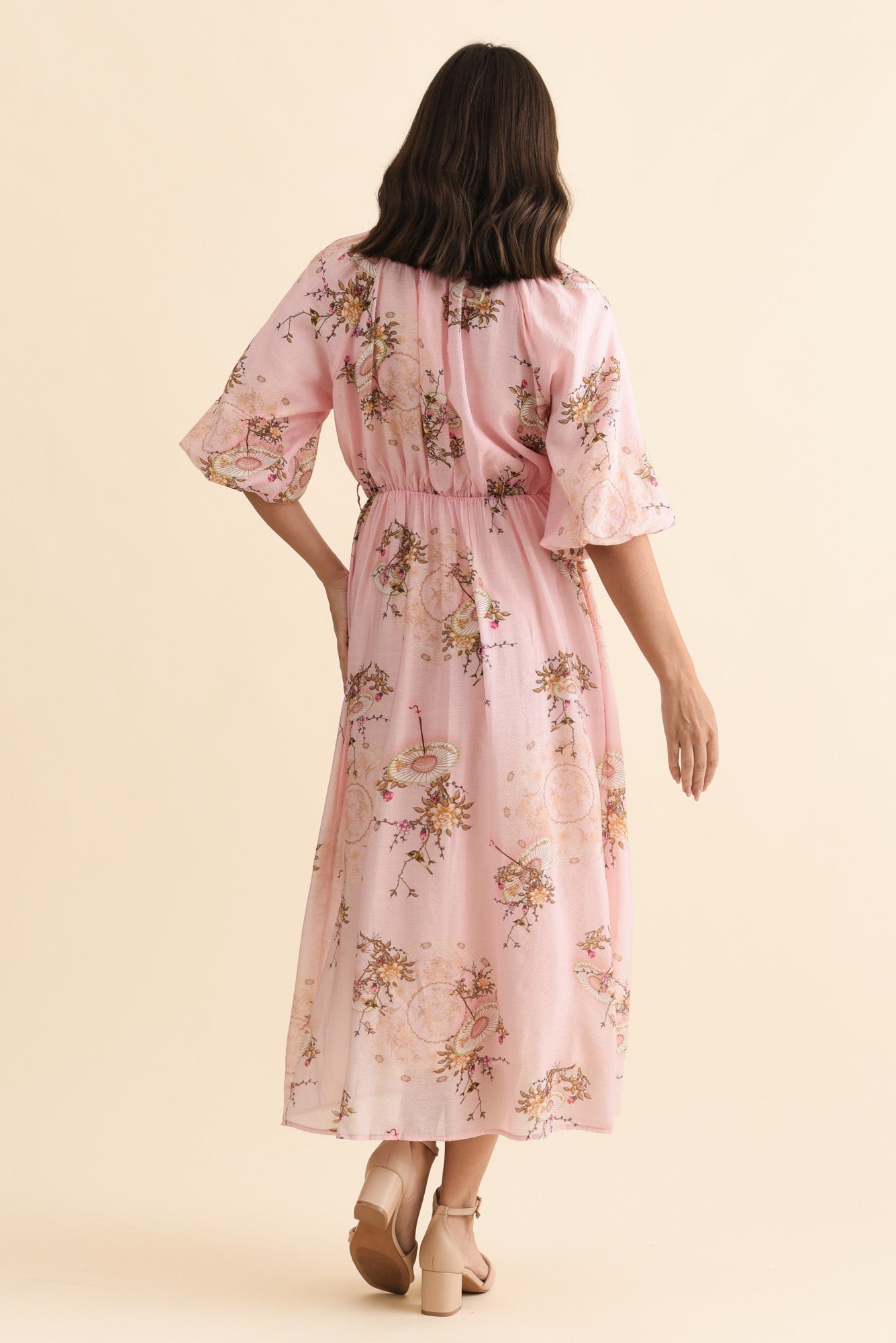 Vinette Pink Garden Cotton Tie Dress