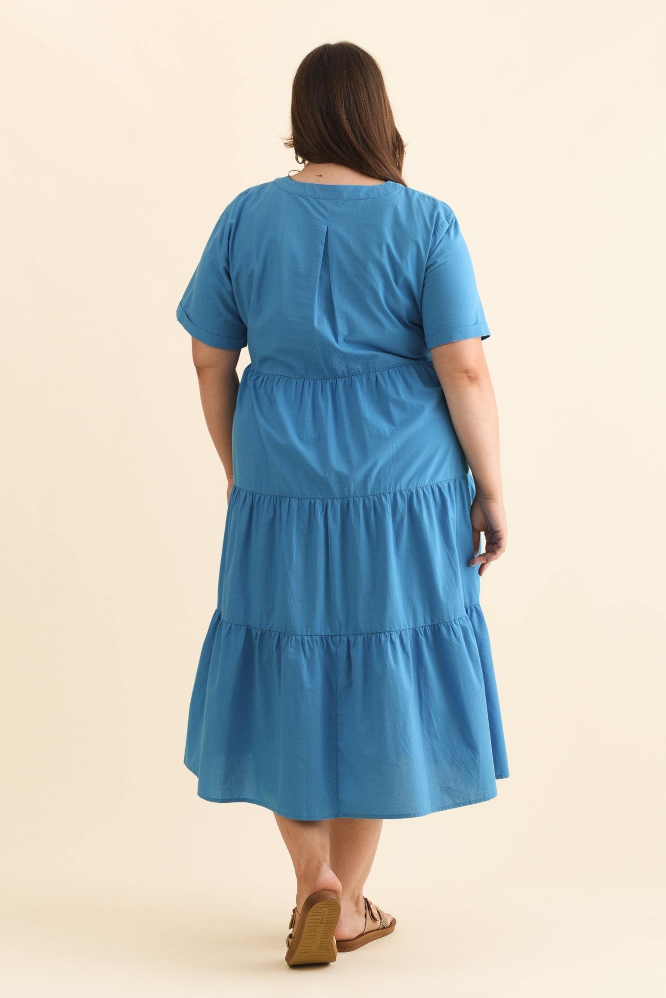 Winona Blue Cotton Button Dress
