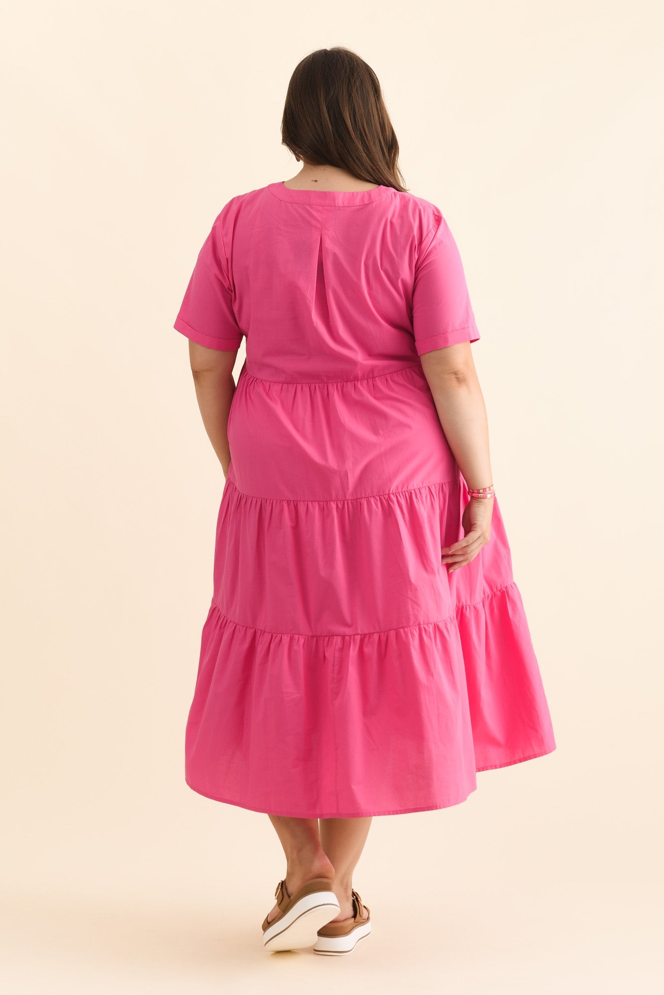 Winona Fuchsia Cotton Button Dress